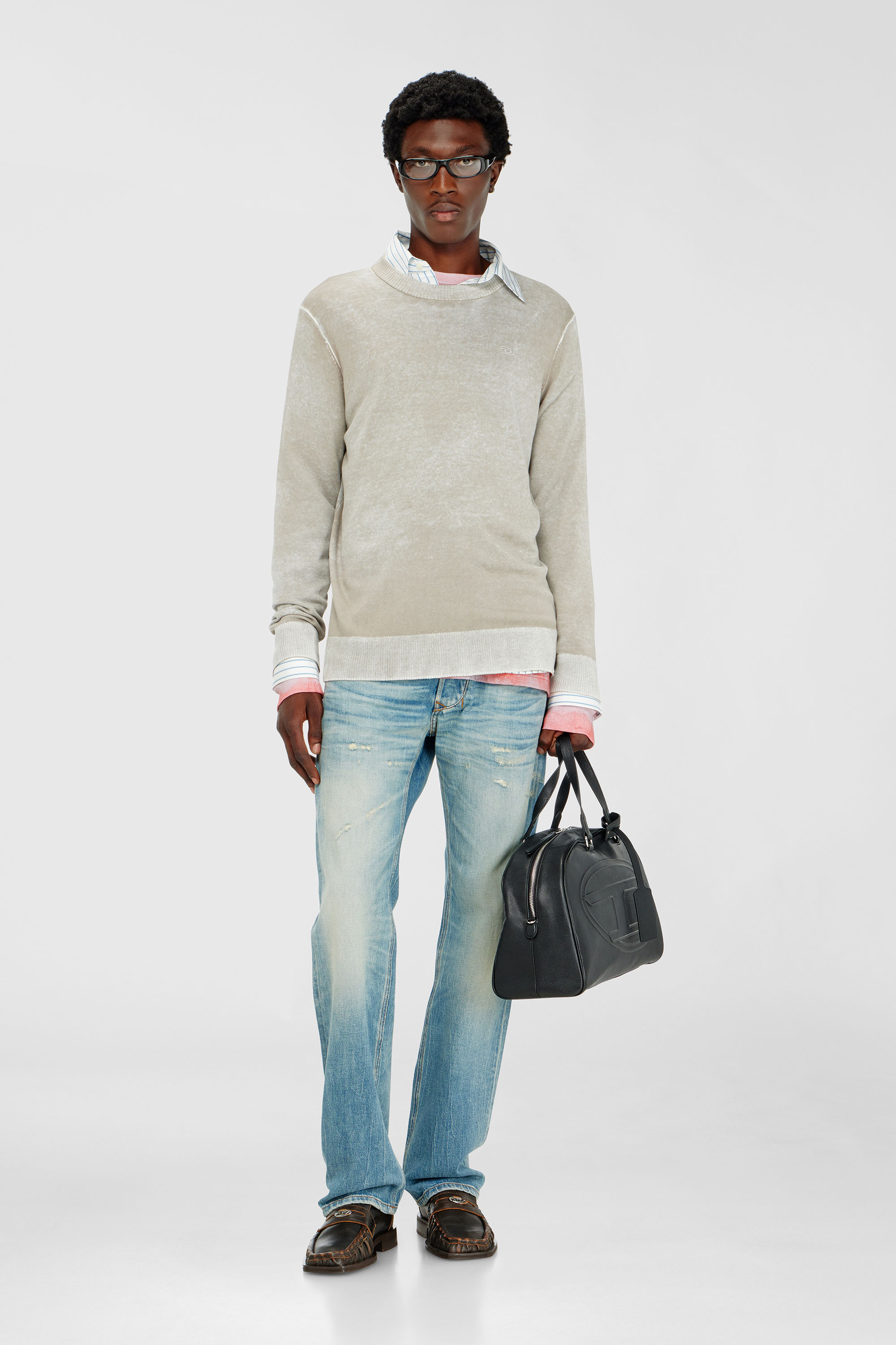 Diesel - K-LAURENT, Jersey con estampado inverso descolorido Hombre in Gris - 2