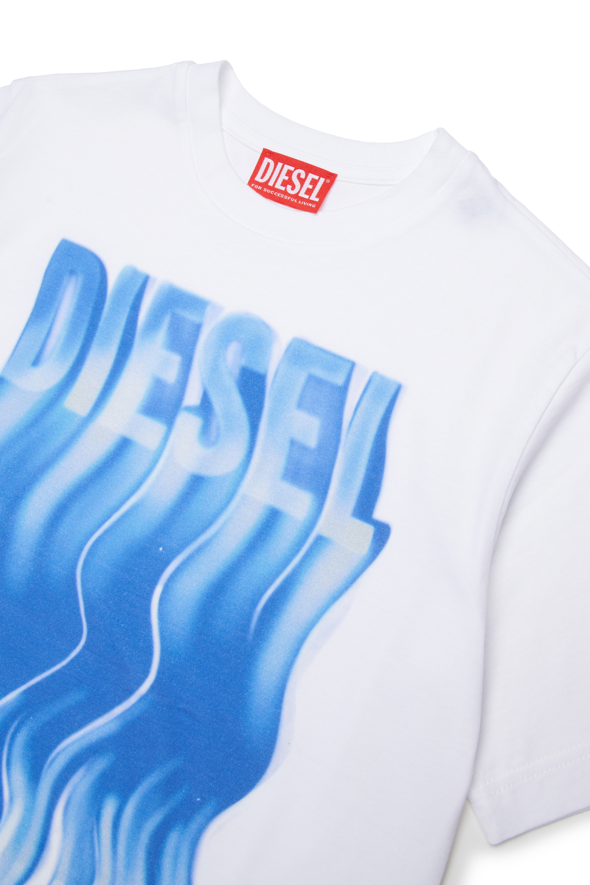 Diesel - TWIGGLY OVER, Camiseta de algod&oacute;n con estampado de efecto ola Hombre in Blanco - 3