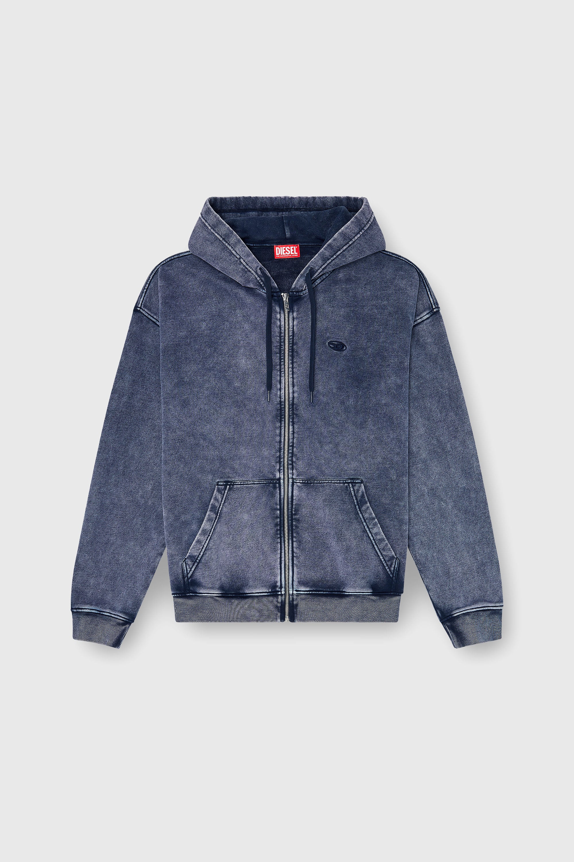Diesel - S-BOXT-HOOD-ZIP-DEN, Sudadera con cremallera en felpa de algod&oacute;n tratado Hombre in Azul marino - 2