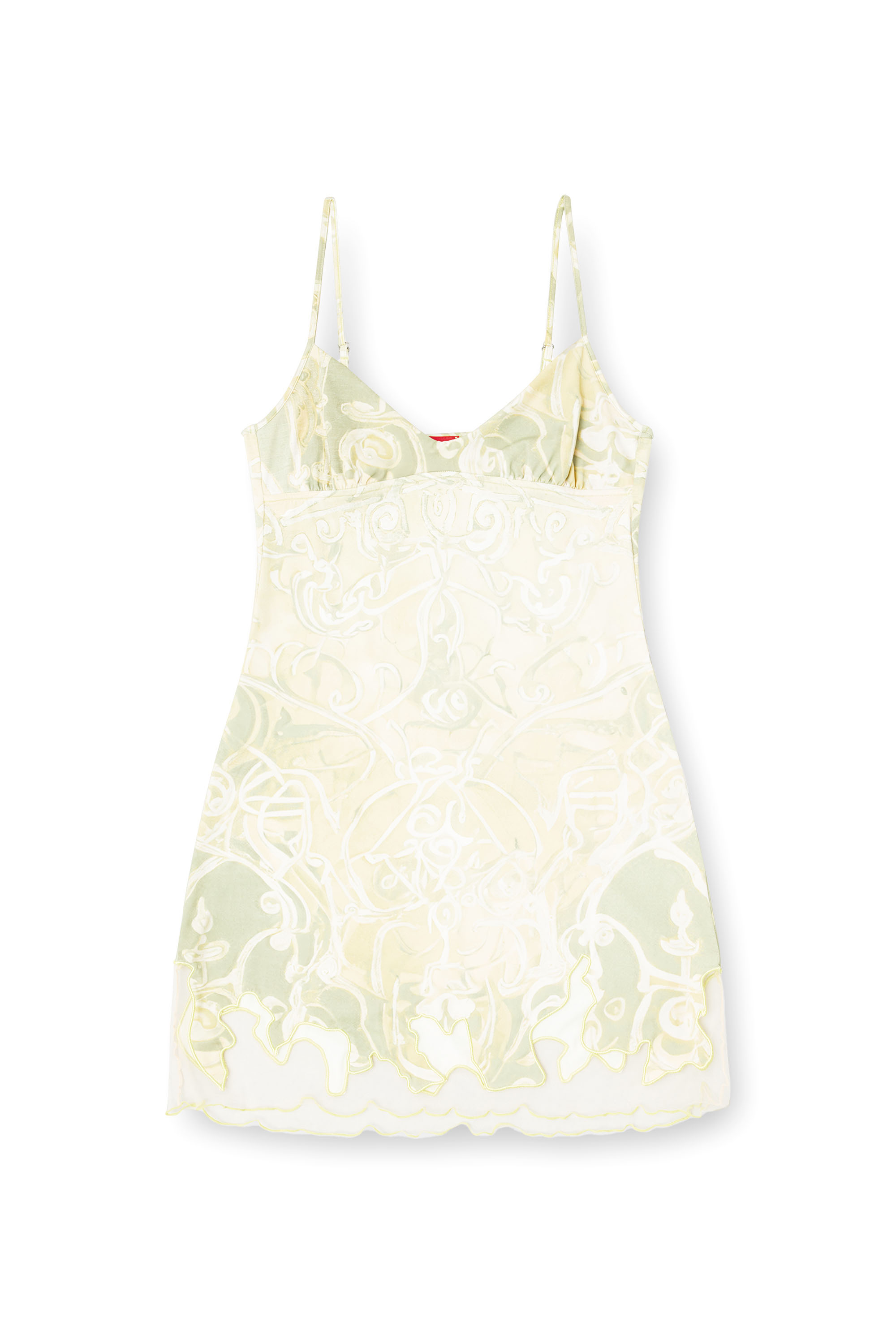 Diesel - D-INLAY, Minivestido de nailon con estampado heráldico Mujer in Verde - 2