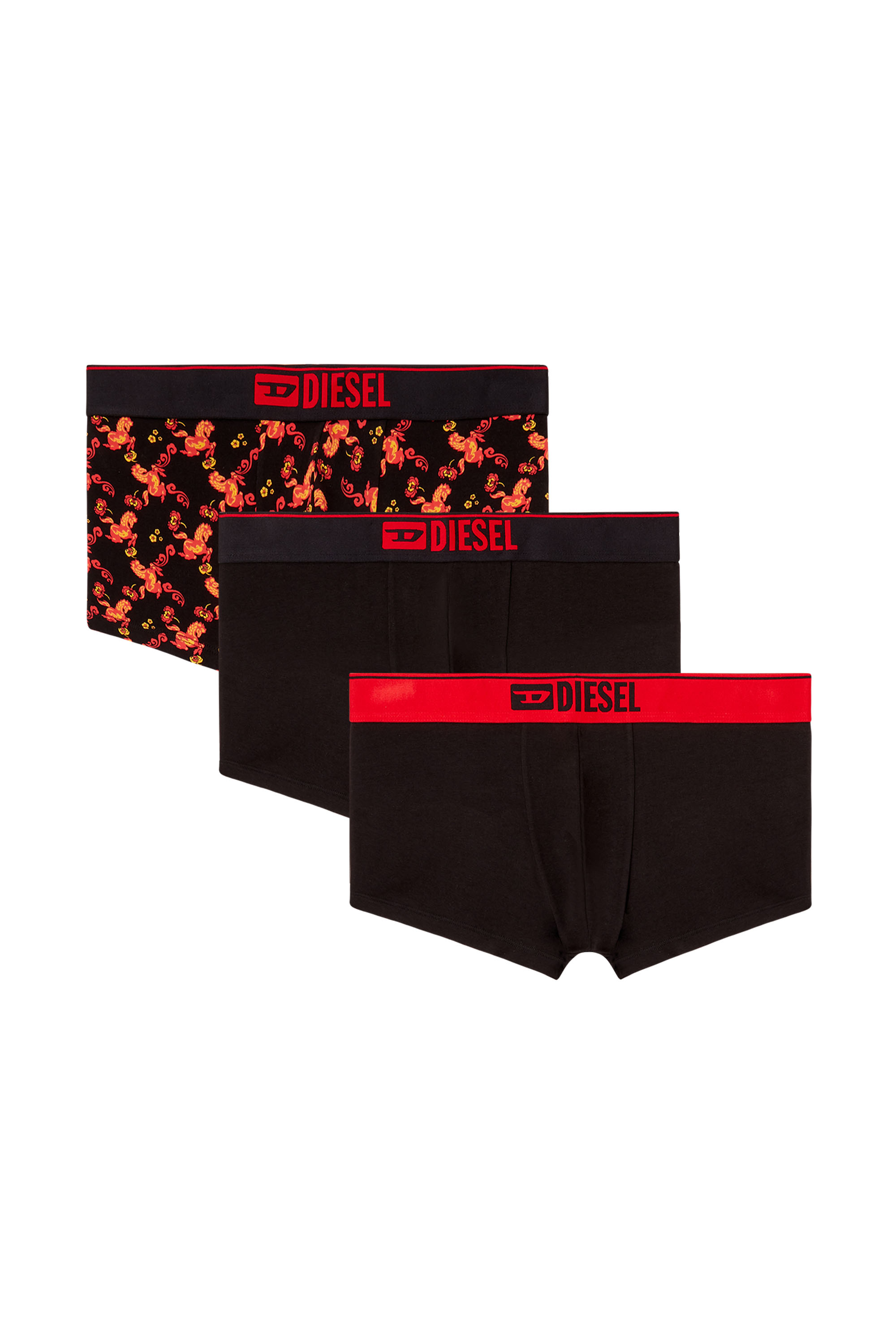Diesel - UMBX-DAMIENTHREEPACK, Pack de tres bóxers con estampado integral de caballos Hombre in Negro - 1