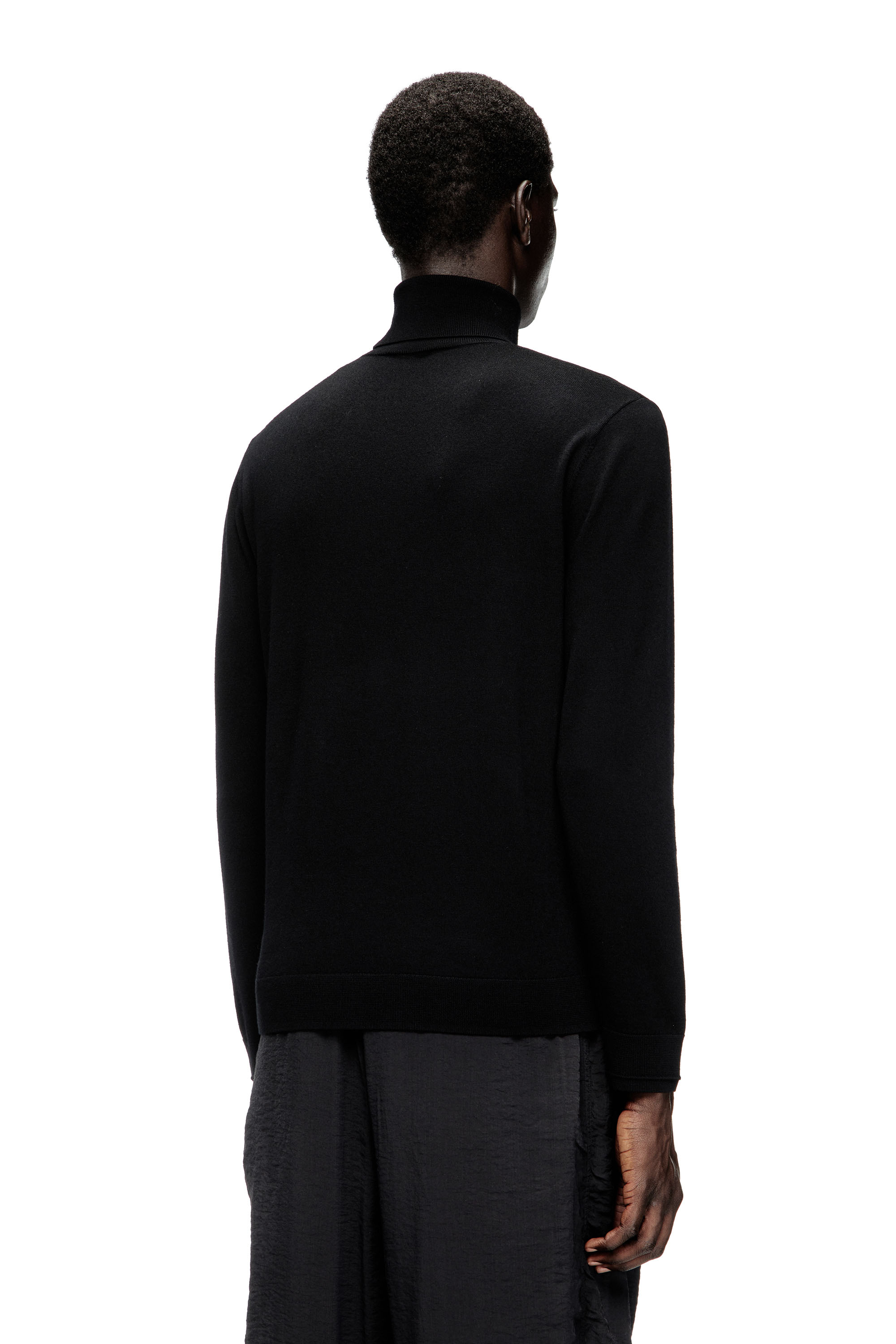 Diesel - K-VARTA, Jersey de lana con cuello alto y logotipo recortado Hombre in Negro - 4