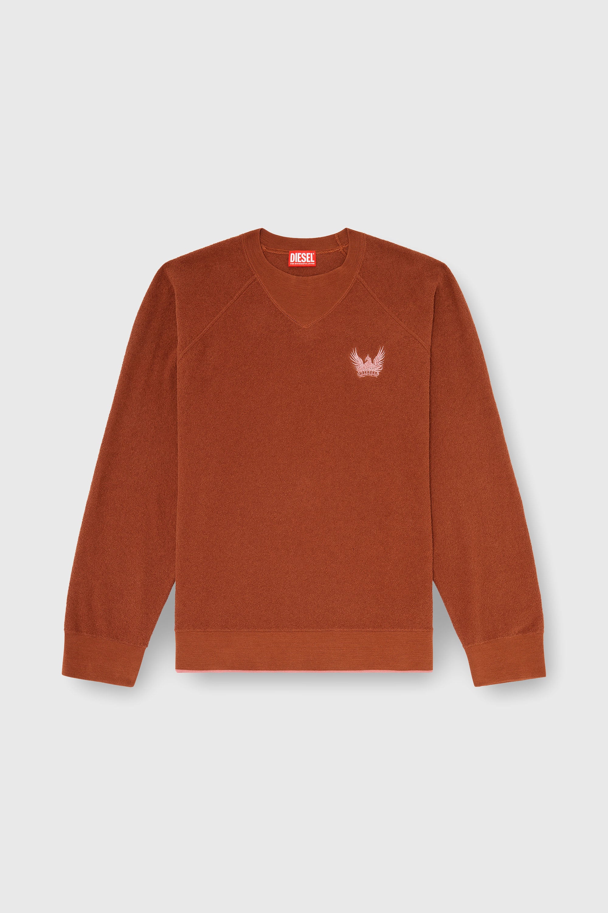 Diesel - K-RALFS, Jersey boucl&eacute; con bordado Phoenix Hombre in Rojo - 2