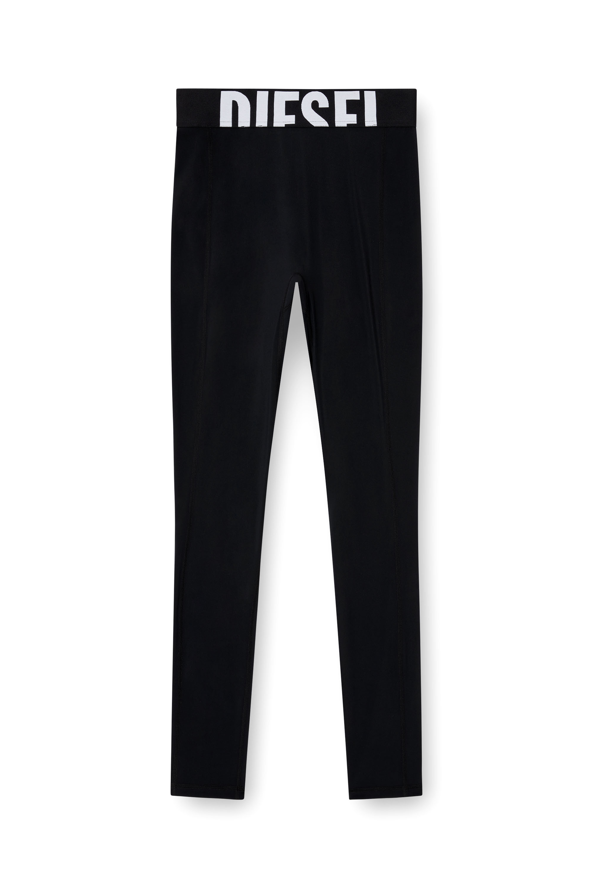 Diesel - ADELINE-D-POP, Leggings de microfibra con logotipo recortado Mujer in Negro - 4
