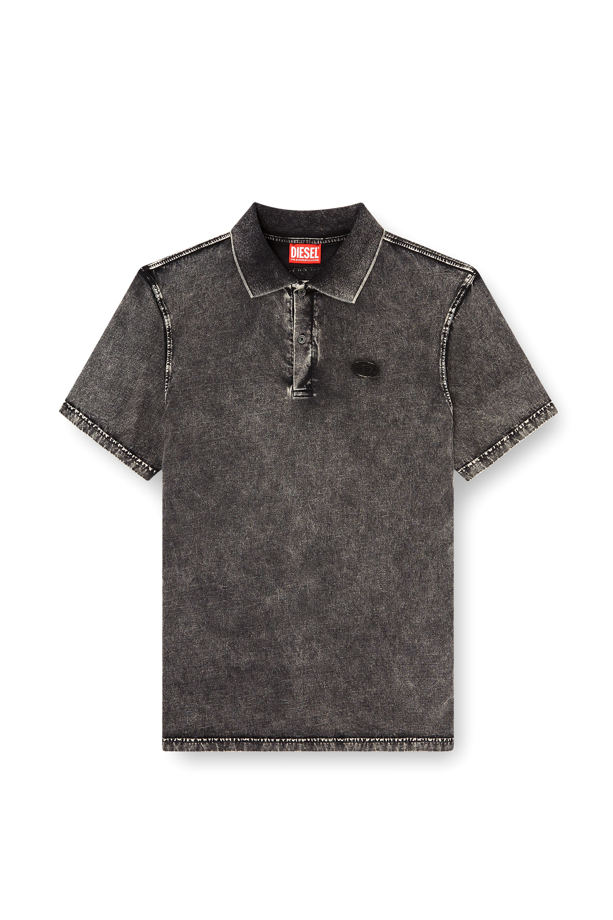 Diesel - T-REJUST-NC-DEN, Camiseta tipo polo en tejido de punto efecto denim Hombre in Gris - 3