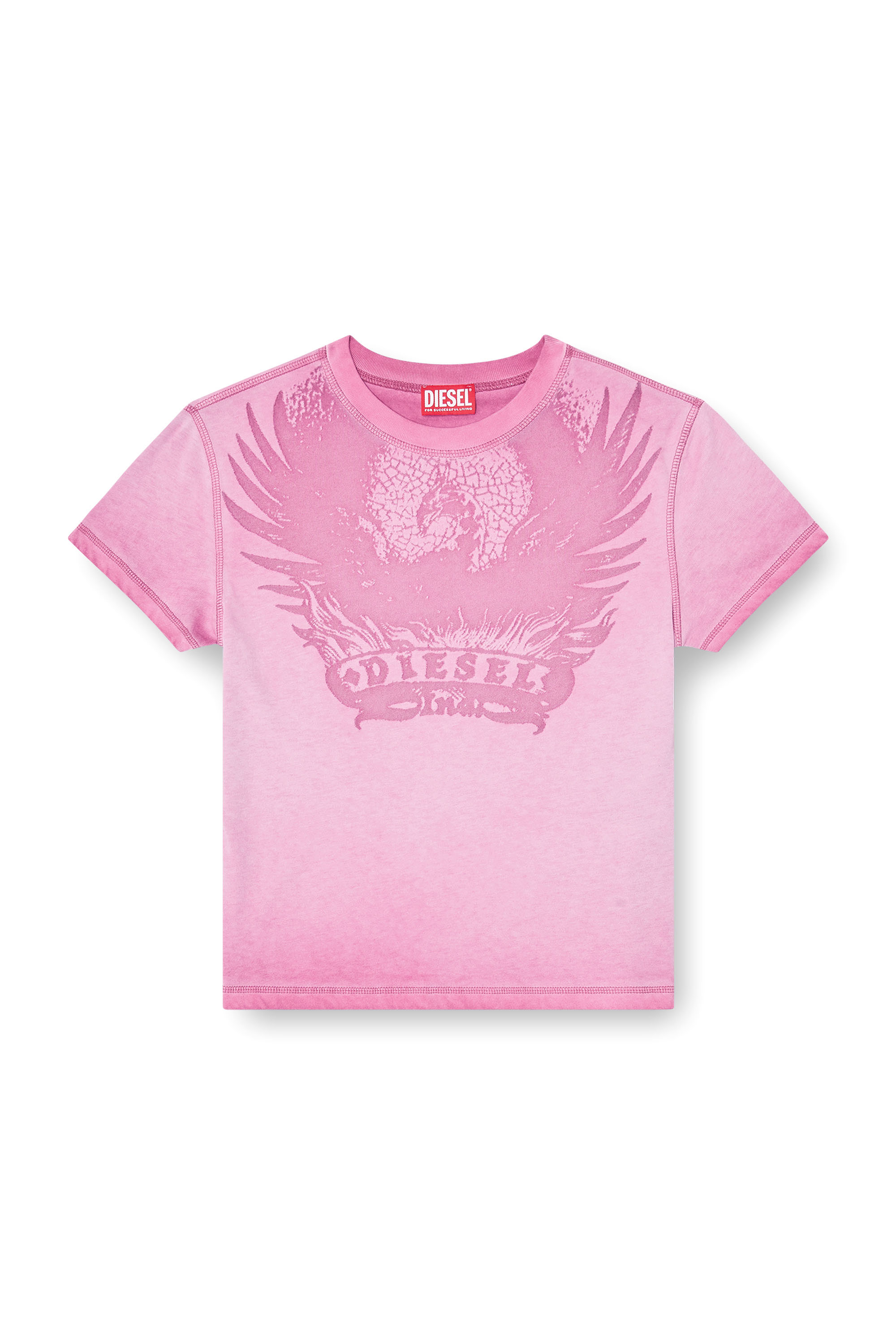 Diesel - T-ILA-AA7, Camiseta slim con d&eacute;vor&eacute; Phoenix Mujer in Rosa - 2