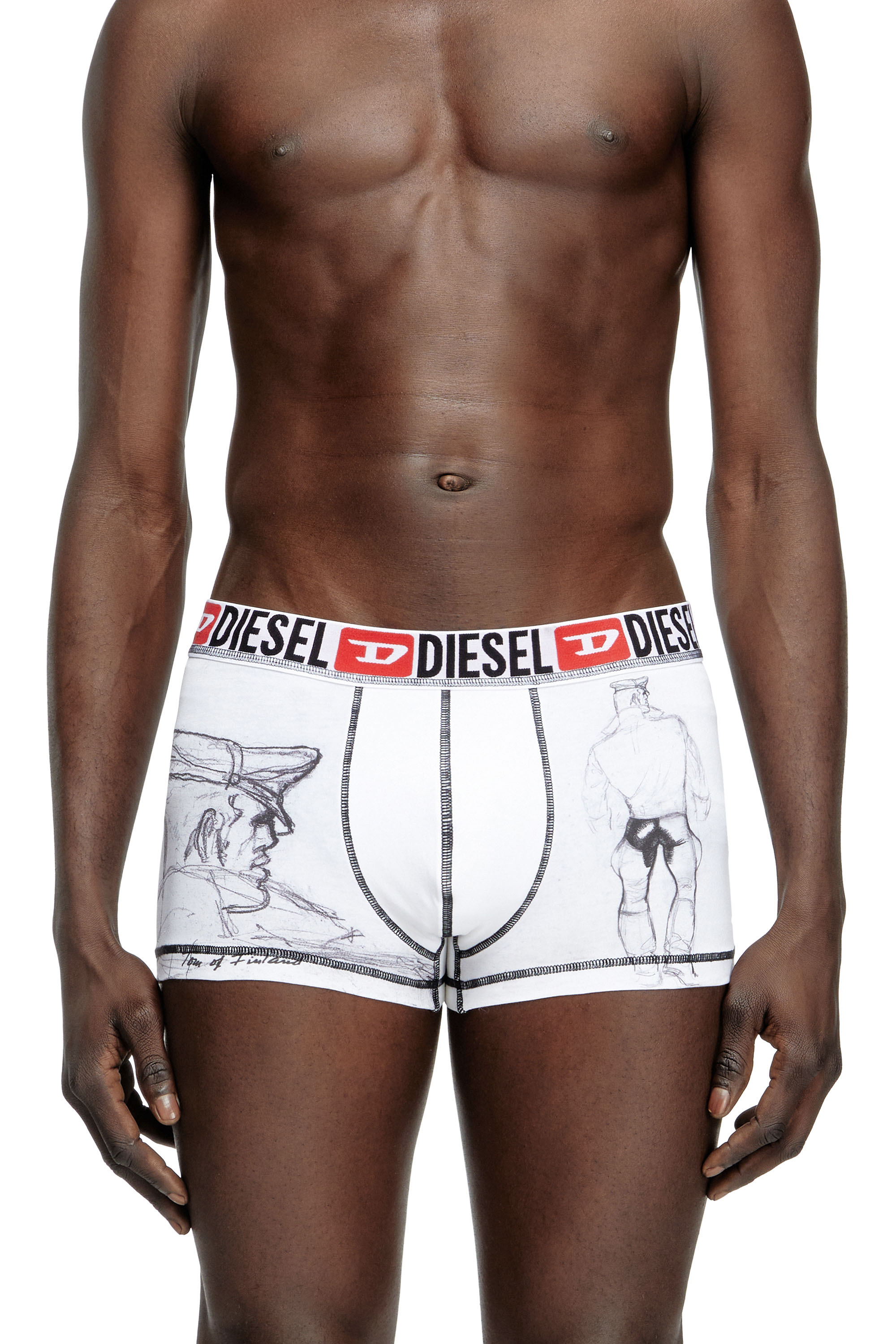 Diesel - PR-DAMIEN, Bóxer con estampado de efecto bosquejo Hombre in Blanco - 2
