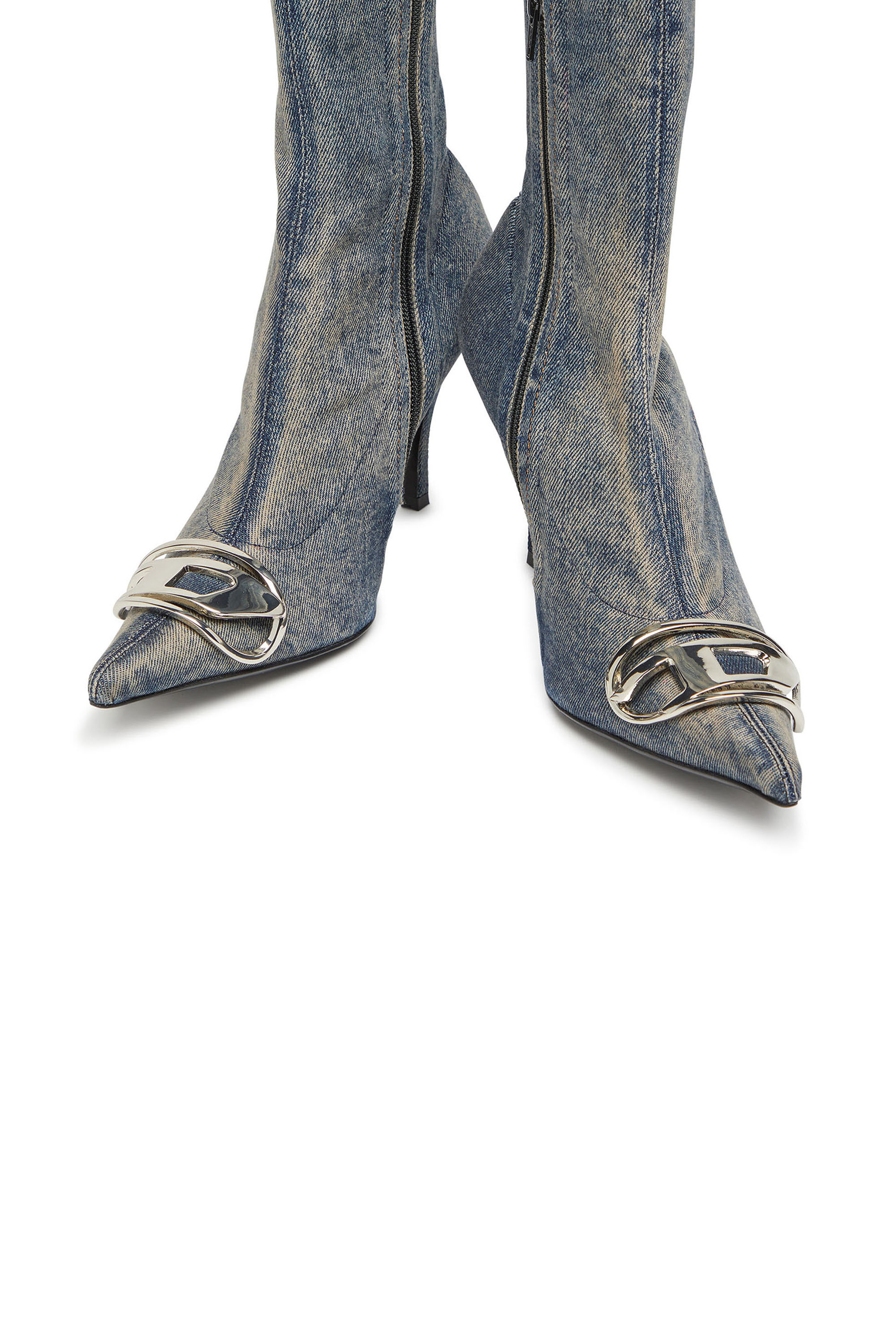 Diesel - D-VENUS KB D, D-Venus - Botas de mezclilla con placa de logo Mujer in Azul marino - 4