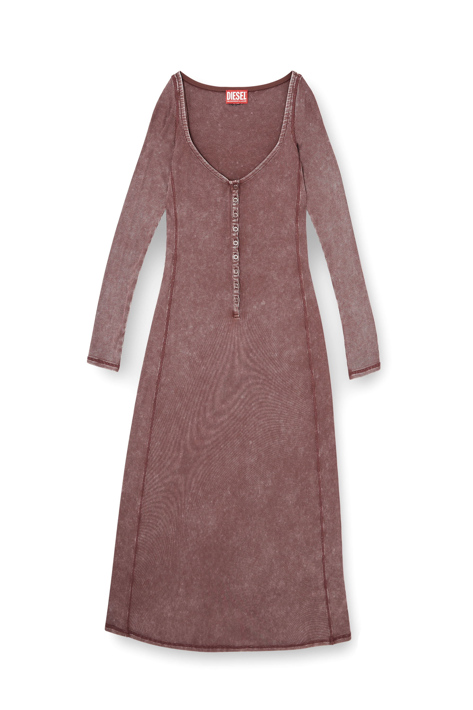 Diesel - D-LEY, Vestido midi en punto canalé desteñido Mujer in ToBeDefined - 1