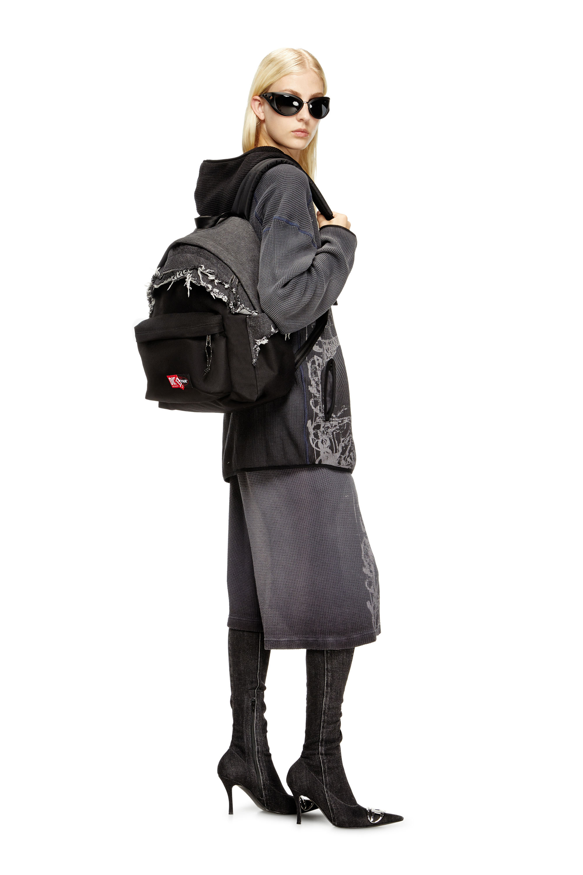 Diesel - DIESEL DAY PAK'R, Mochila en denim destruido y CORDURA® Unisex in Negro - 7