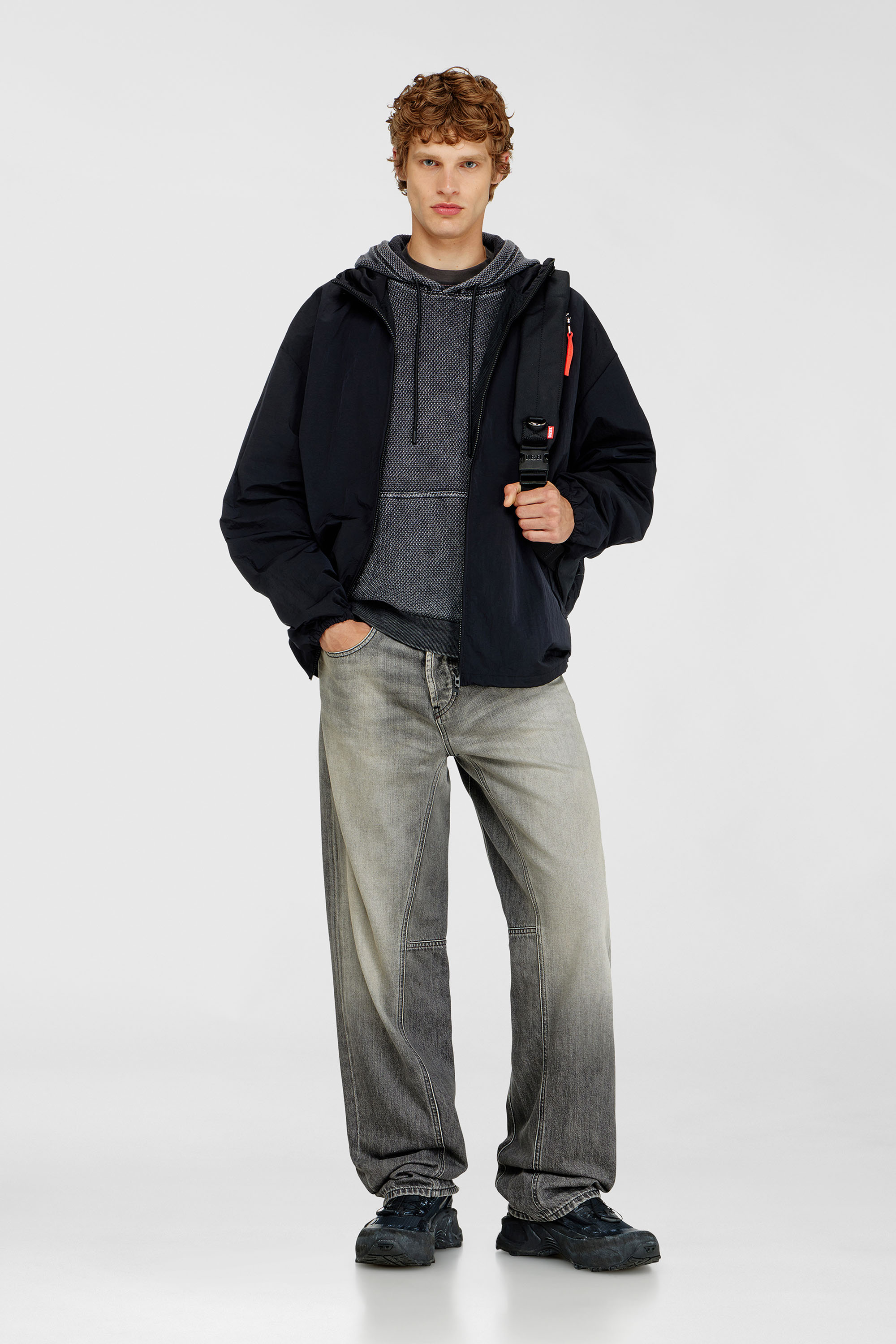 Diesel - S-NORM-HOOD-AA1, Sudadera con capucha de malla de algod&oacute;n texturizada Hombre in Gris - 2