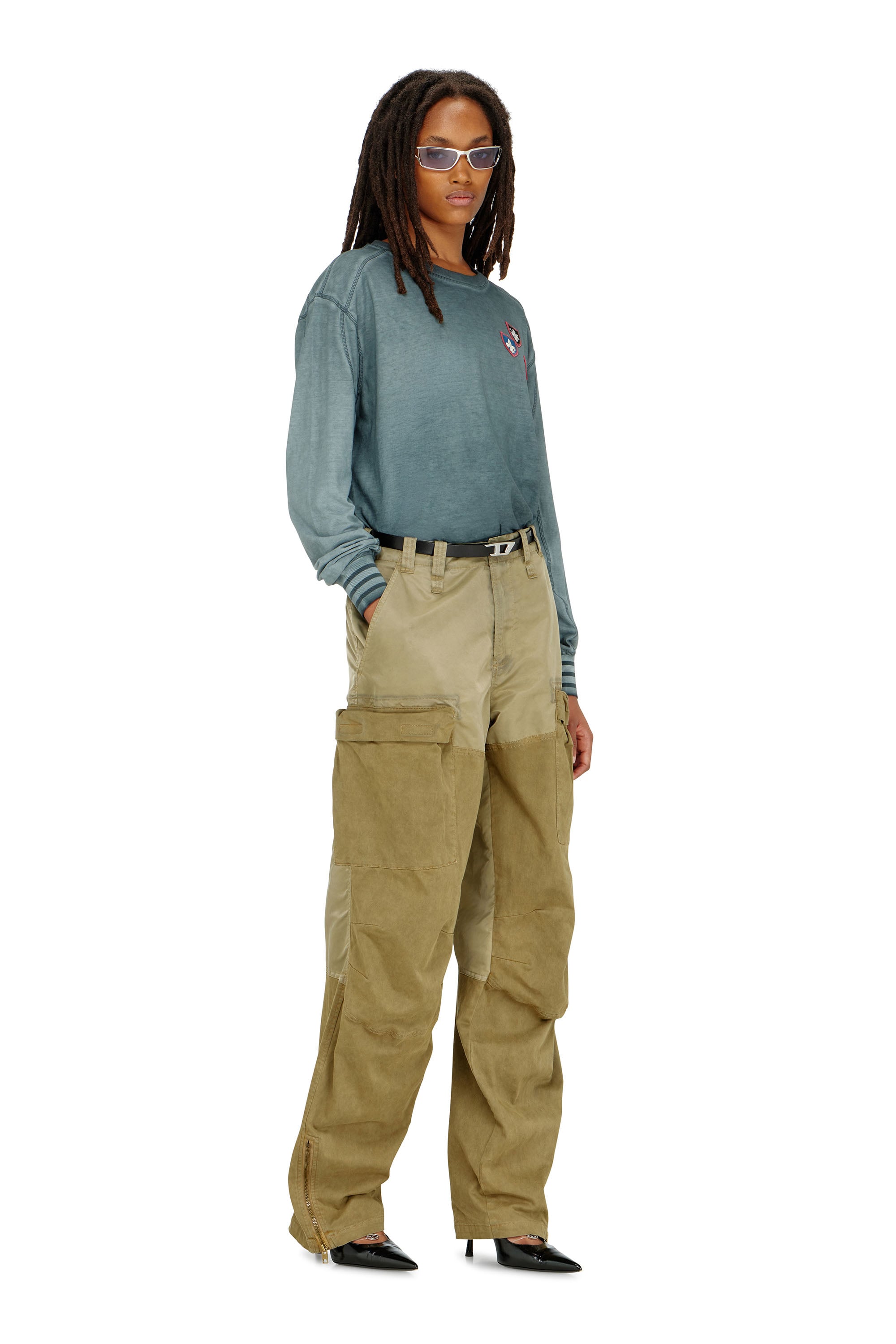 Diesel - T-BAWYE-LS, Camiseta con parches e inserciones de micro-waffle Mujer in ToBeDefined - 2