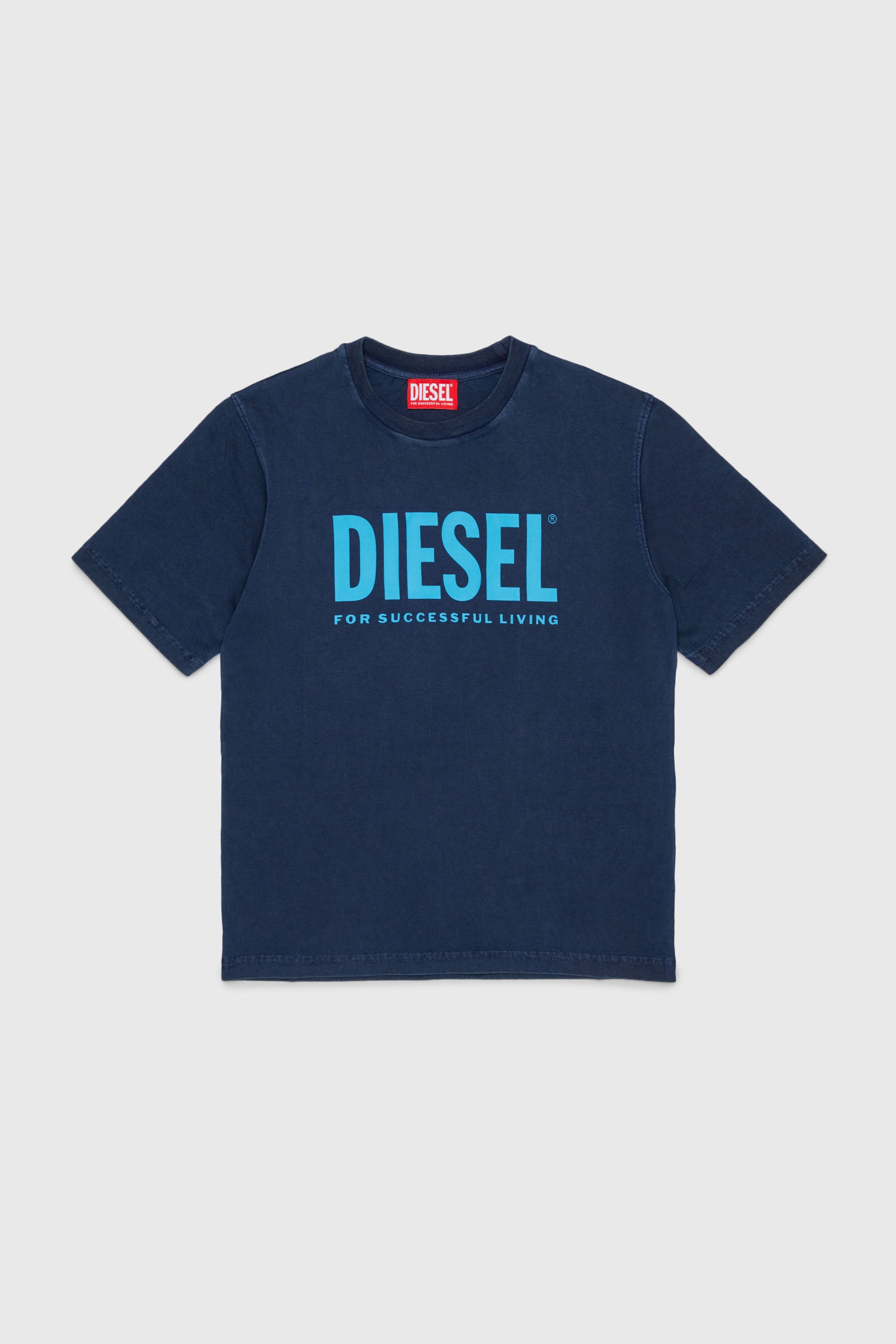 Diesel - TISEL OVER, Man's Cotton T-shirt with maxi logo print in Dark Blue - 1