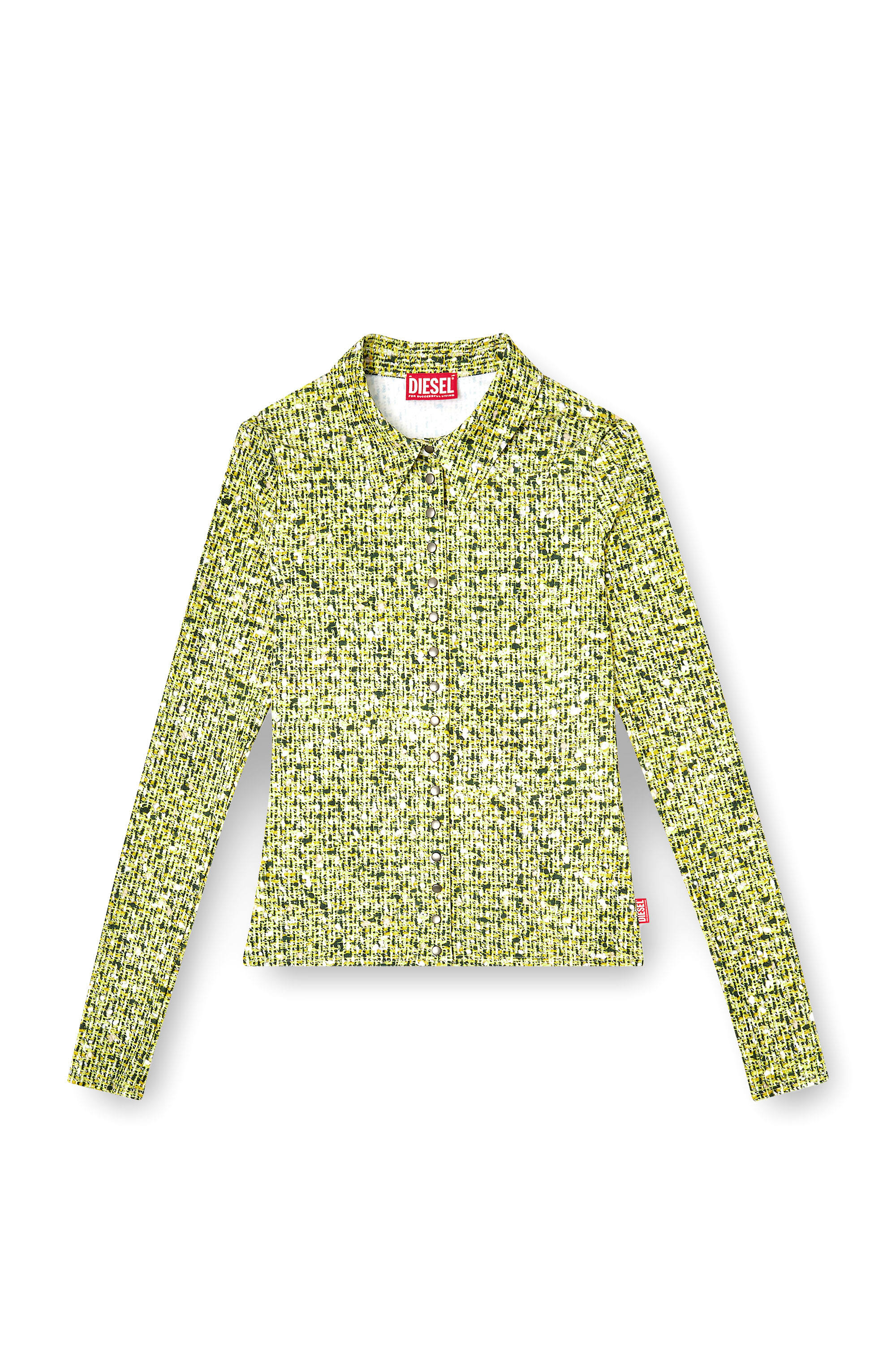 Diesel - C-ELAZ-BC, Camisa de tejido elástico con estampado de bouclé Mujer in Amarillo - 3
