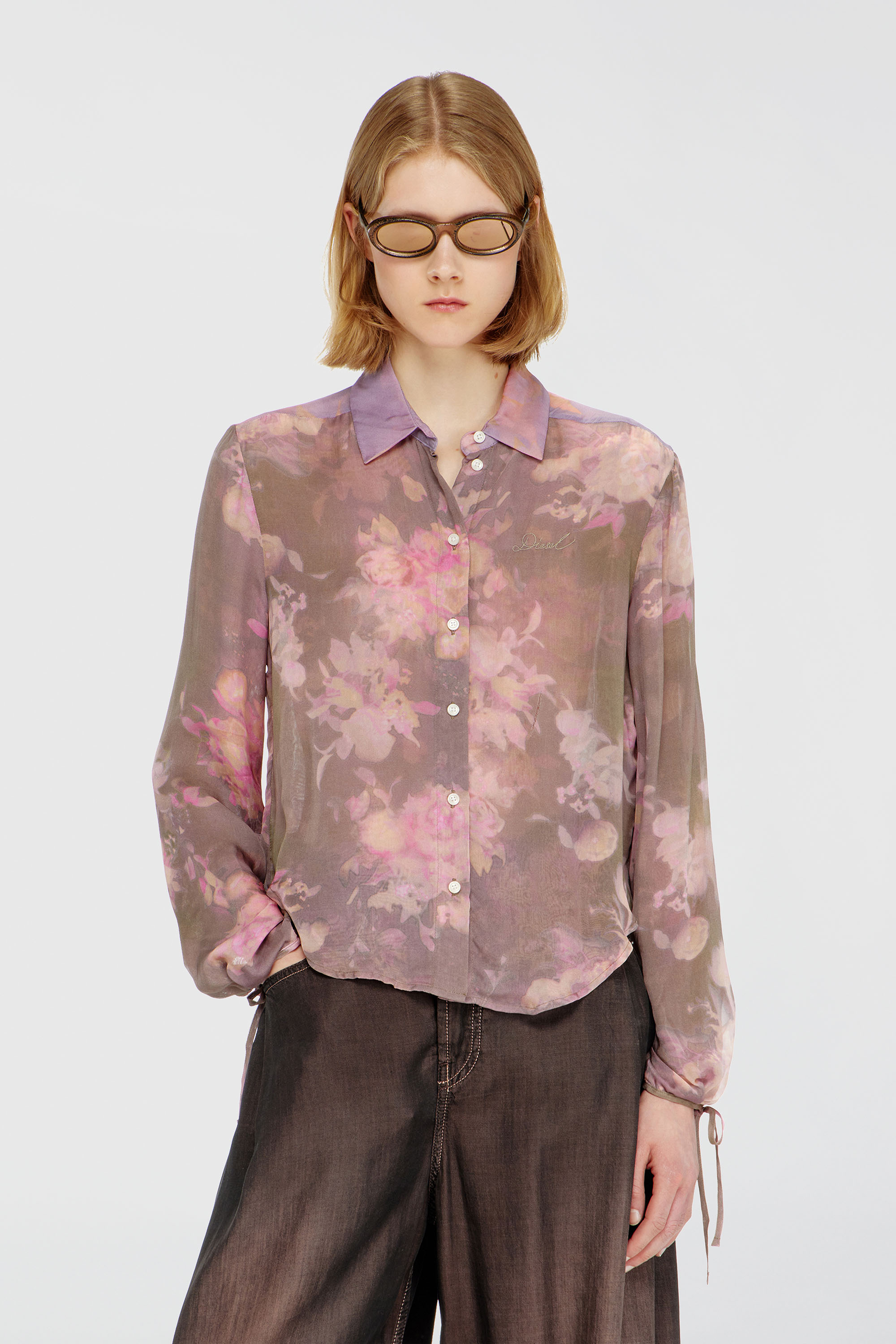 Diesel - C-LEVER, Camisa de gasa con estampado floral all-over Mujer in Multicolor - 1