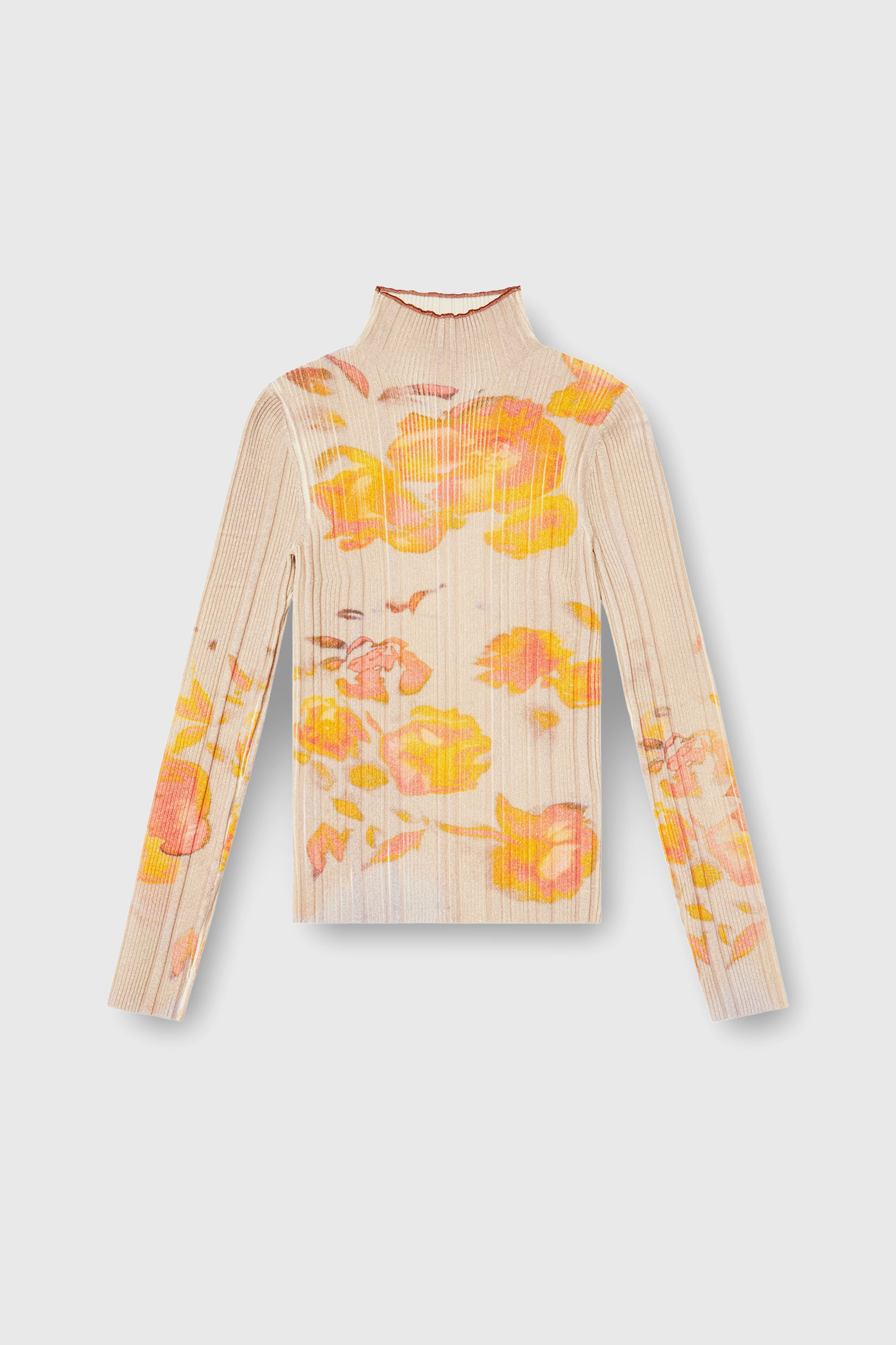 Diesel - M-IORIA, Top de cuello alto de lana acanalada con estampado floral Mujer in Multicolor - 2