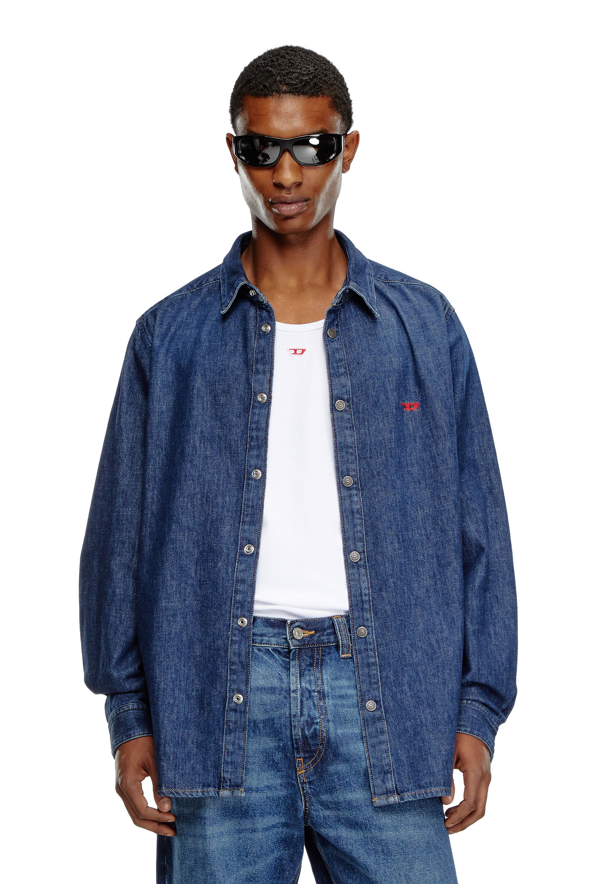 Diesel - D-SIMPLY, Camisa en denim Hombre in Azul marino - 1