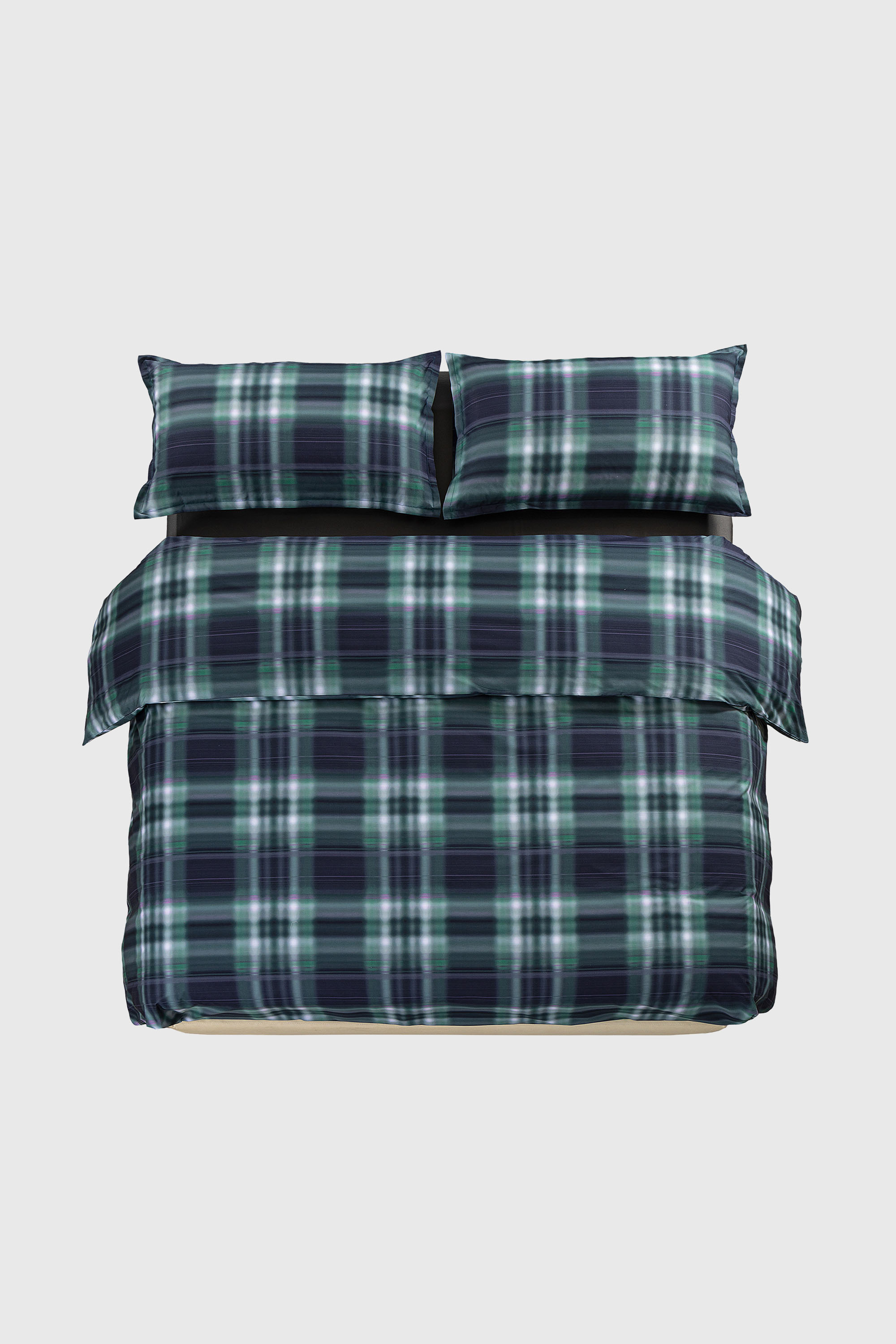 Diesel - 1016334 HAZY TARTAN BLUE DUVET COVER SET, Juego defunda n&oacute;rdica de percal para cama queen size Unisex in Multicolor - 1