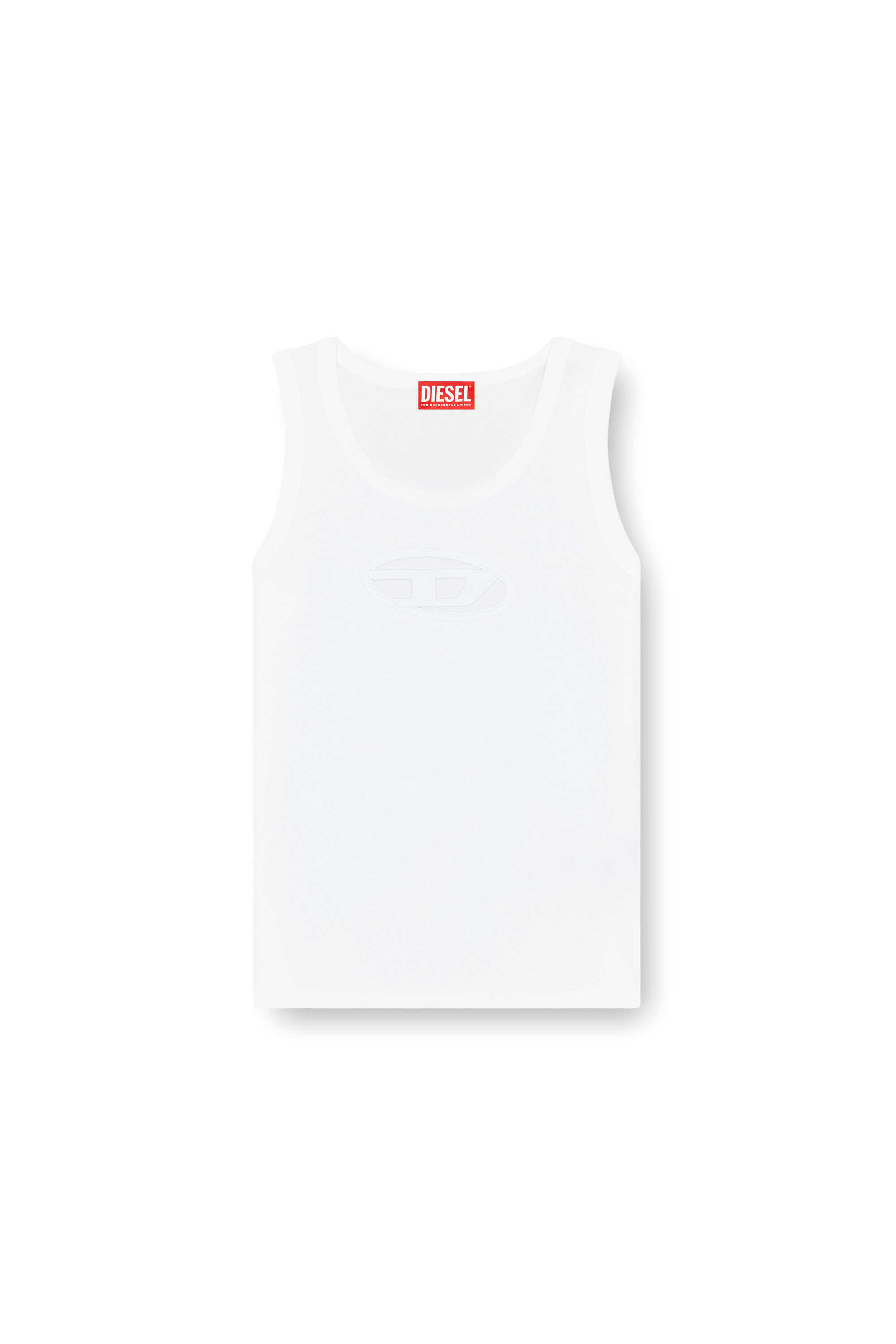 Diesel - T-LYNYS-OD, Mujer Camiseta sin mangas con logotipo Oval D recortado in Blanco - Image 3