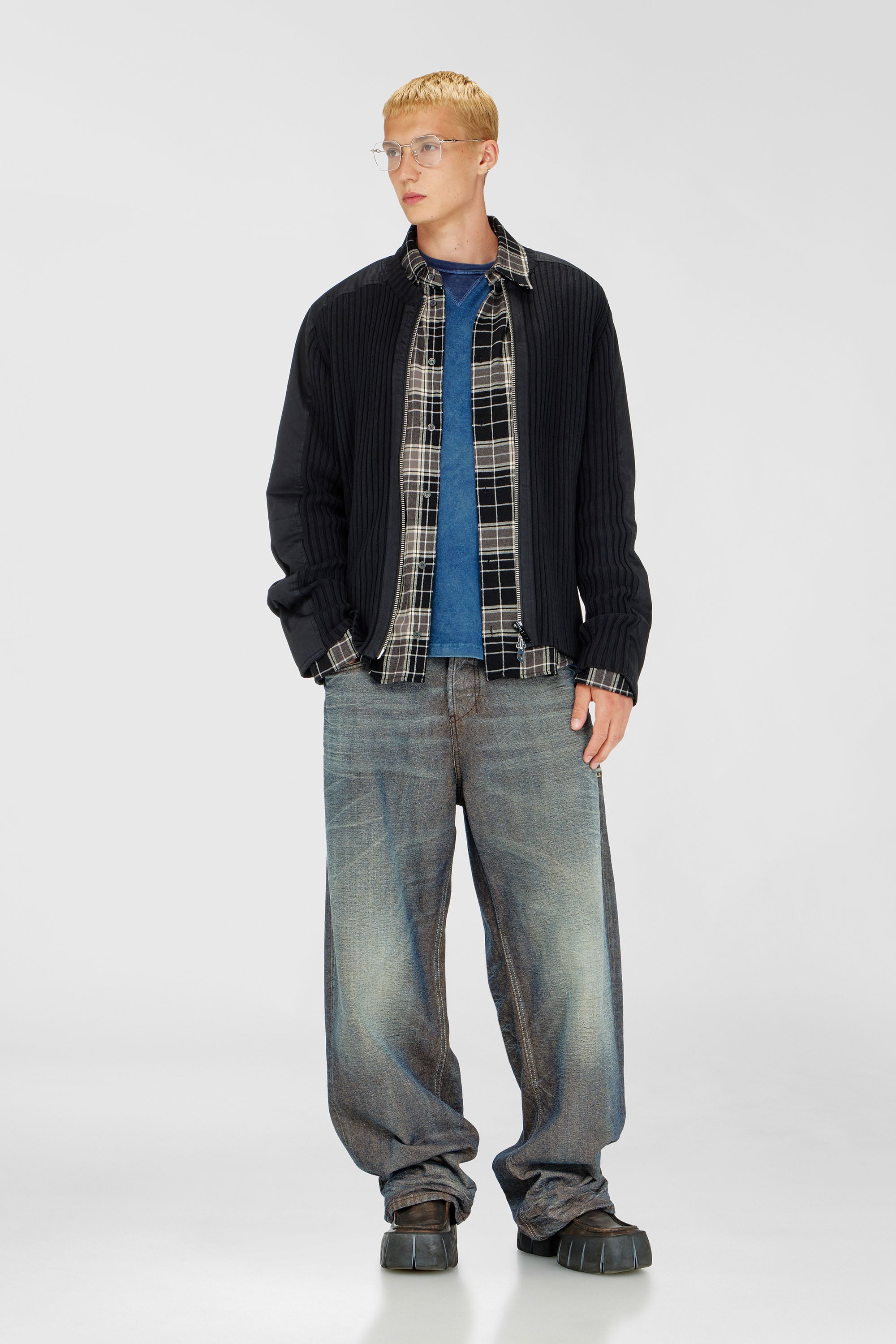 Diesel - K-MATTY, C&aacute;rdigan con cremallera y paneles utility Hombre in Negro - 2