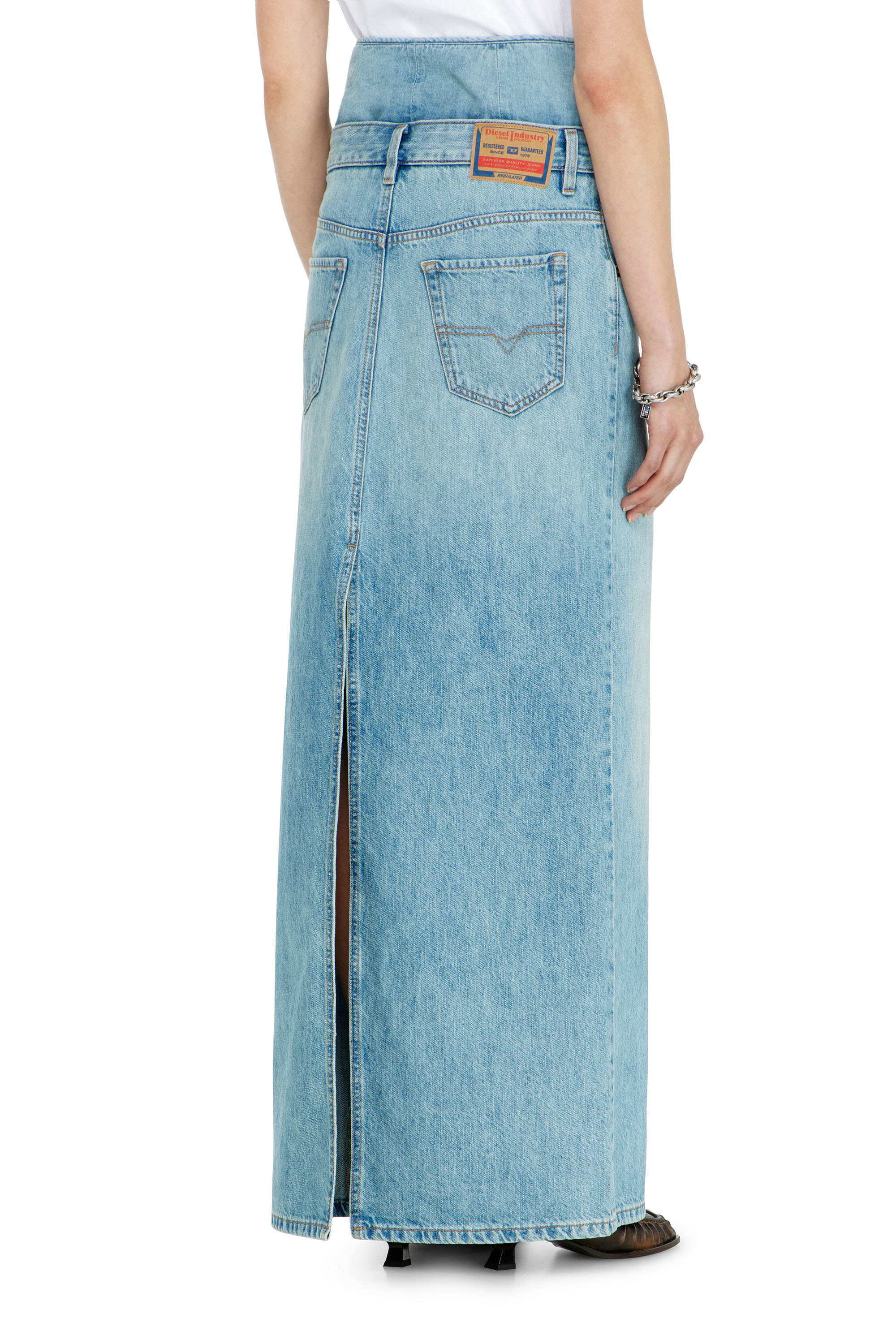 Diesel - DE-SPIVEY, Jean-illusion falda vaquera maxi con aberturas Mujer in Azul marino - 3