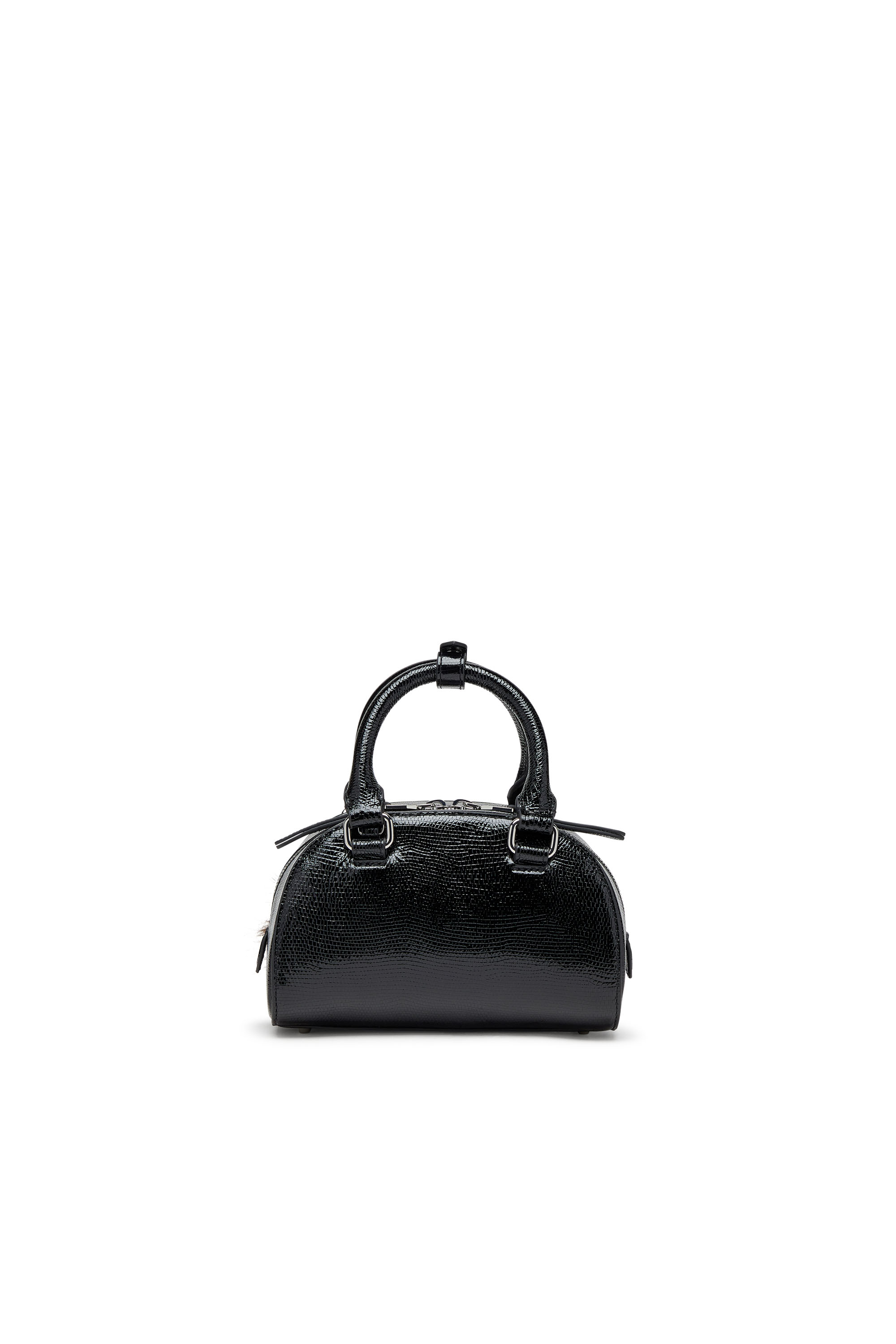 Diesel - 1DR DOME CROSSBODY, Mini bolso tipo bowling en cuero grabado Mujer in Negro - 2