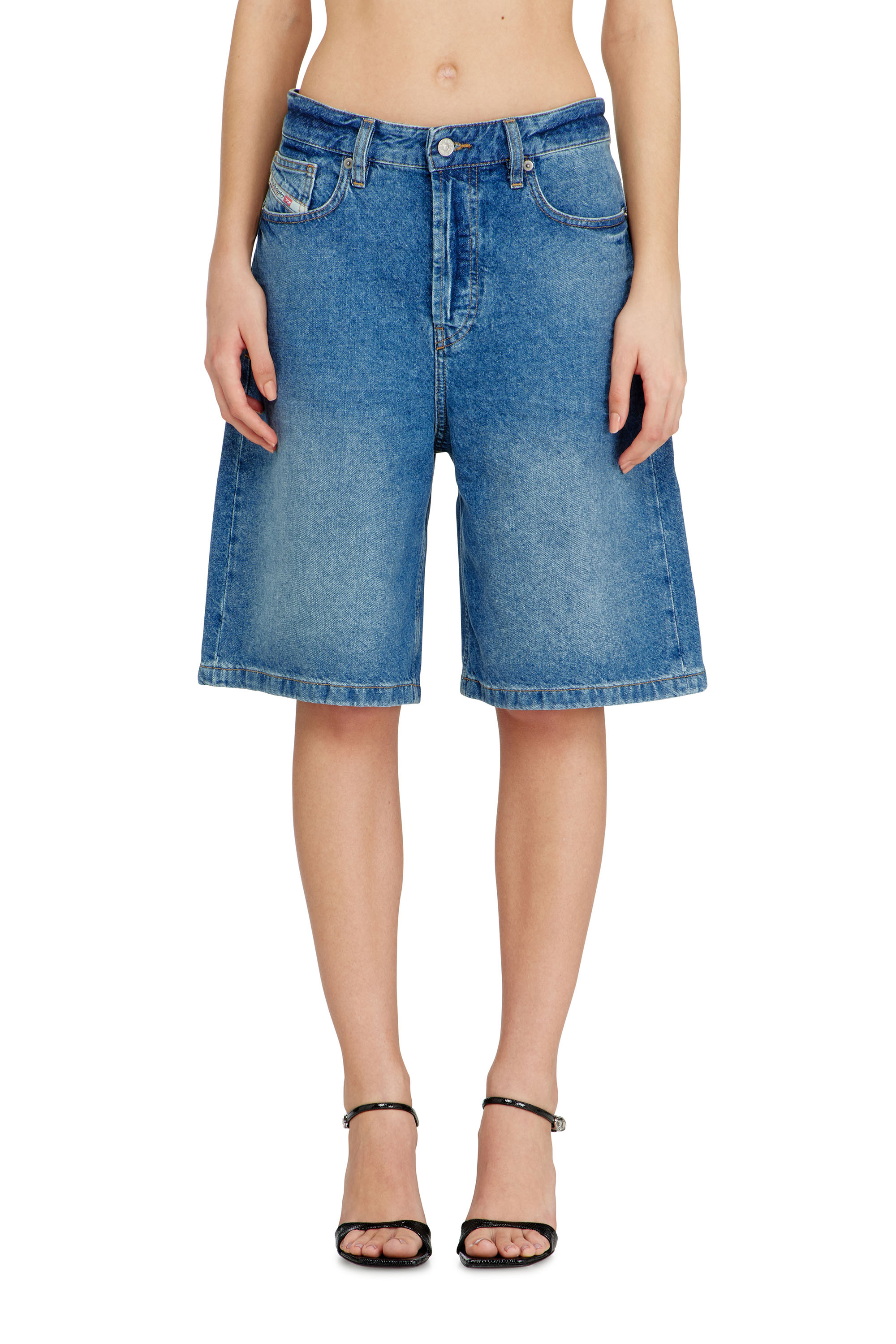 Diesel - DE-SIRE-SHORT, Shorts de denim con lavado oscuro limpio Mujer in Azul marino - 1