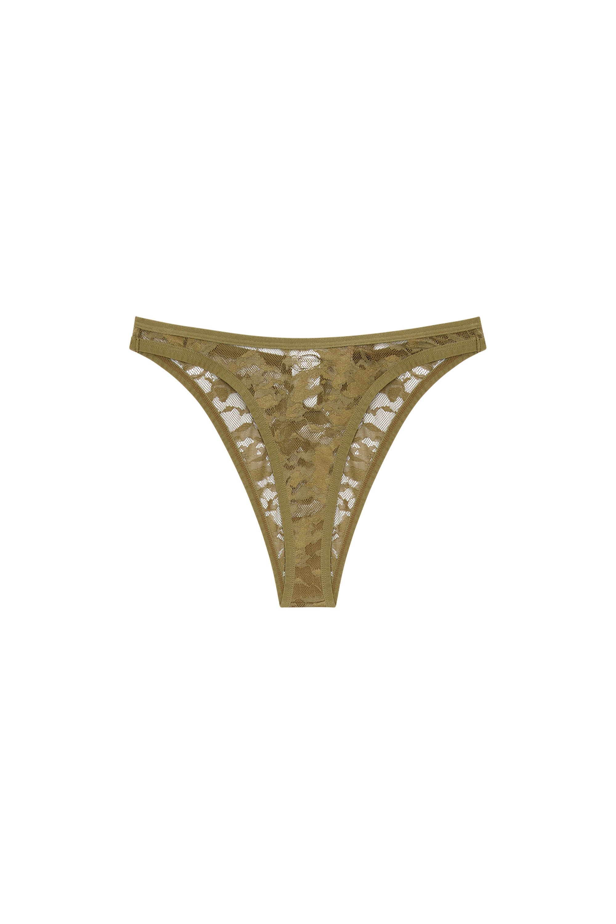 Diesel - UFPN-D-OVAL-PUNCHY-BRIEF, Braguitas de encaje y camuflaje con placa Oval D Mujer in Verde - 4