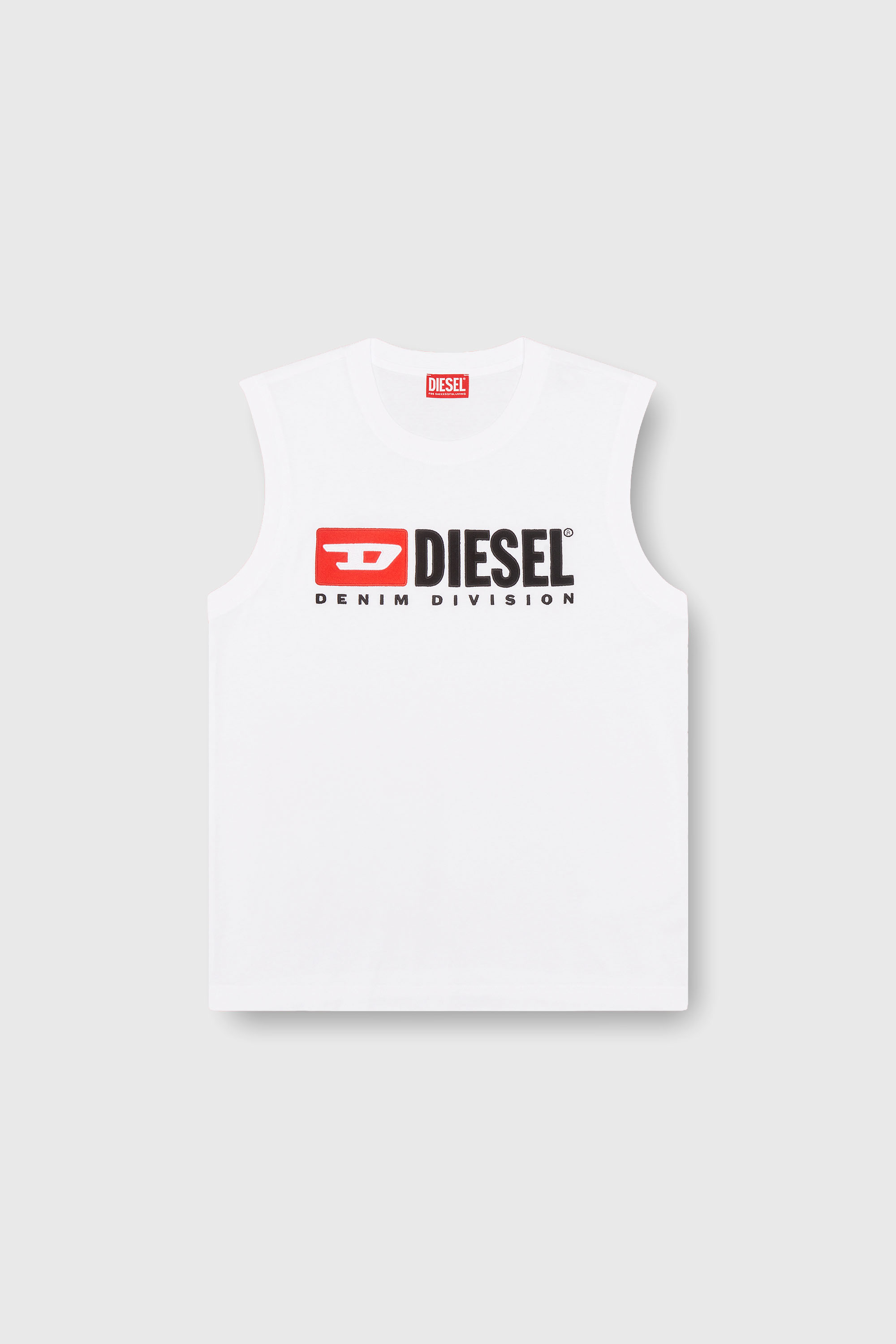 Diesel - T-ISCO-DIV, Camiseta sin mangas con logotipo estampado en el pecho Hombre in Blanco - 2