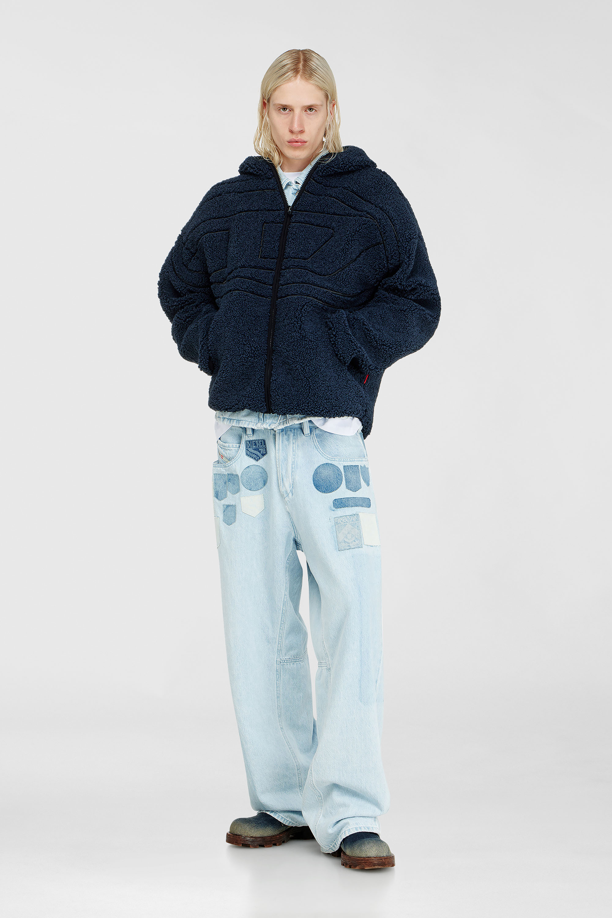 Diesel - S-ZAT, Sudadera de peluche con capucha Hombre in Azul marino - 1
