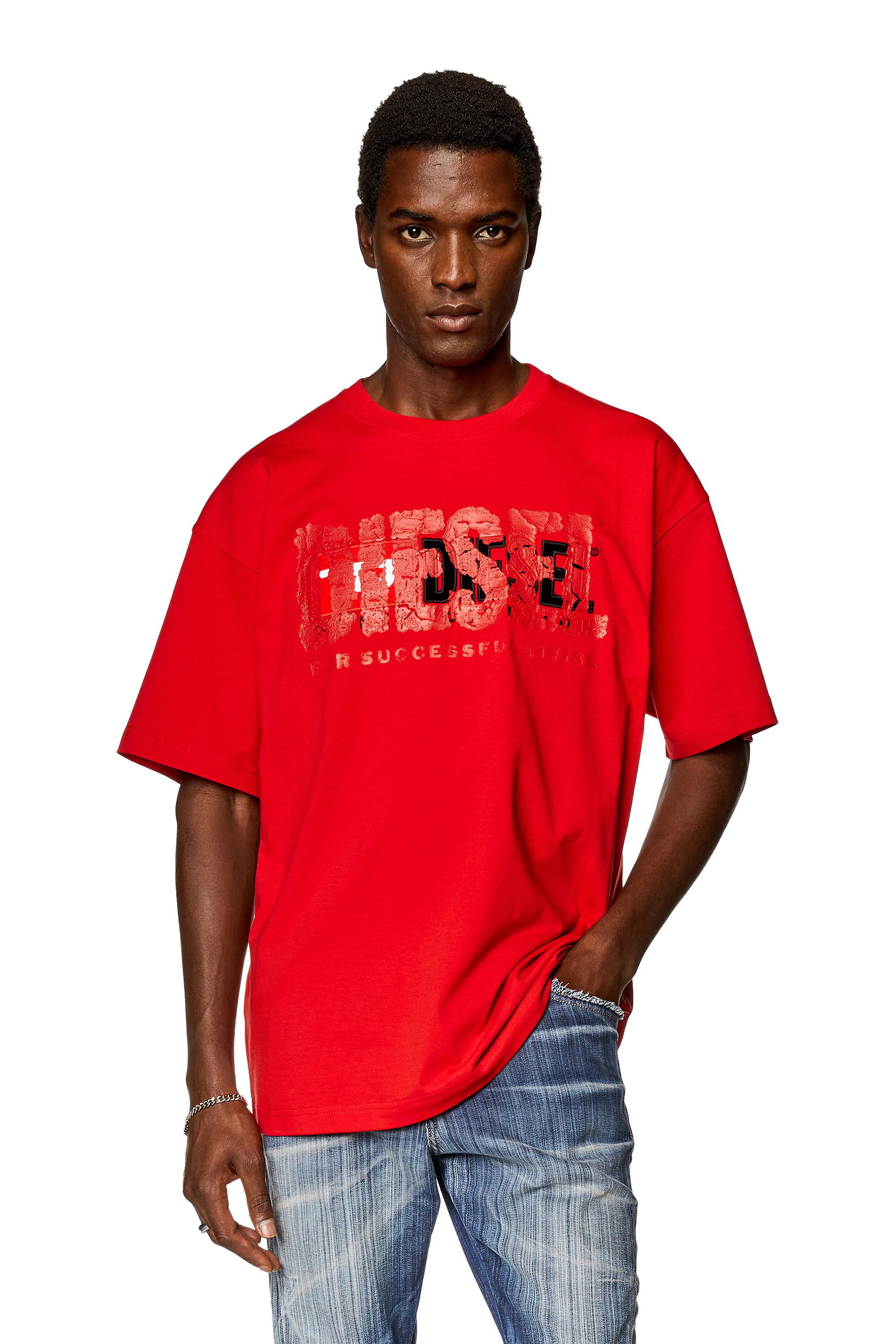 Diesel - T-NABEL-M1, Hombre Camiseta con logotipo doble in Rojo - Image 1