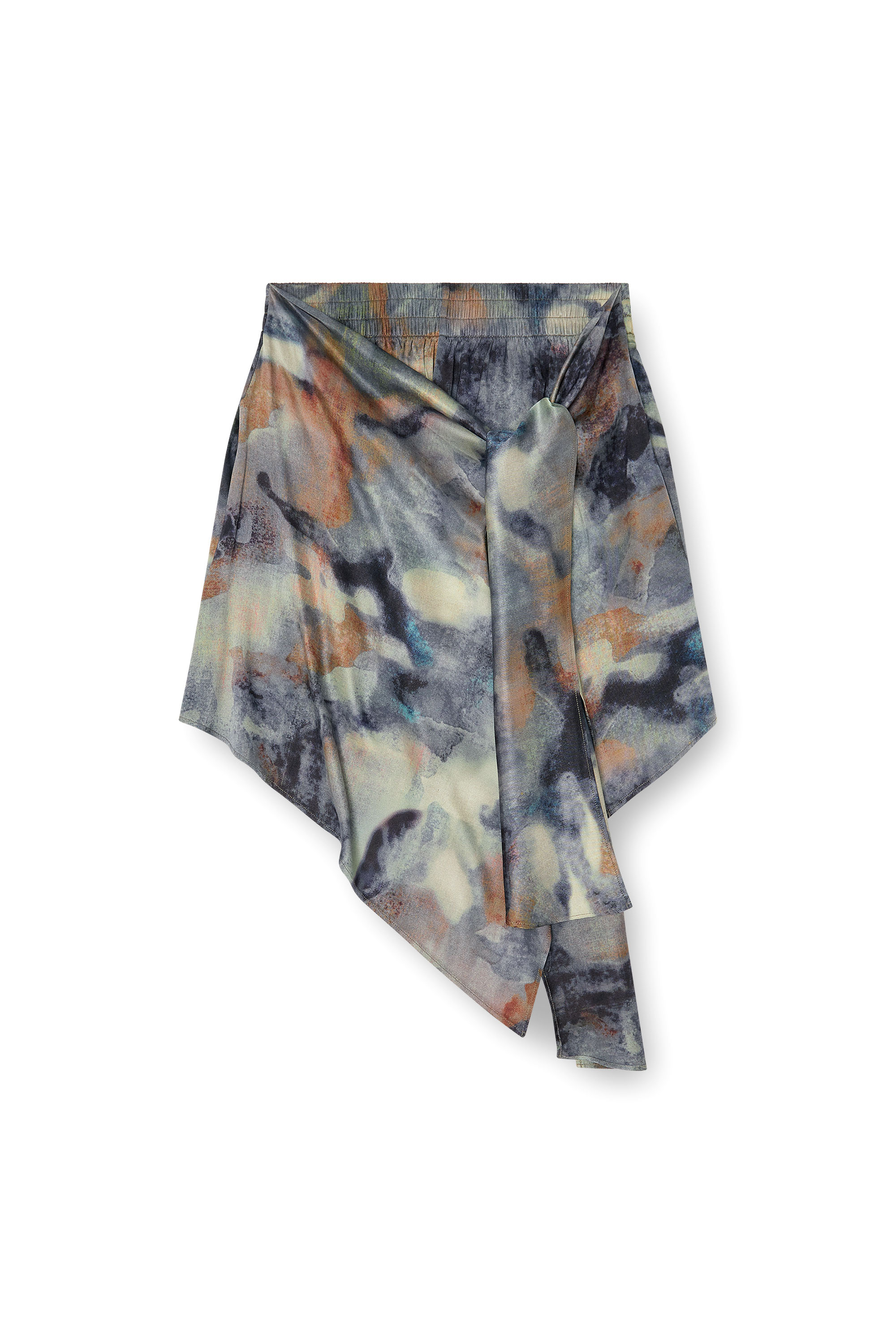 Diesel - S-TALIA, Falda-pantal&oacute;n anudada de sat&eacute;n estampado Mujer in Multicolor - 3