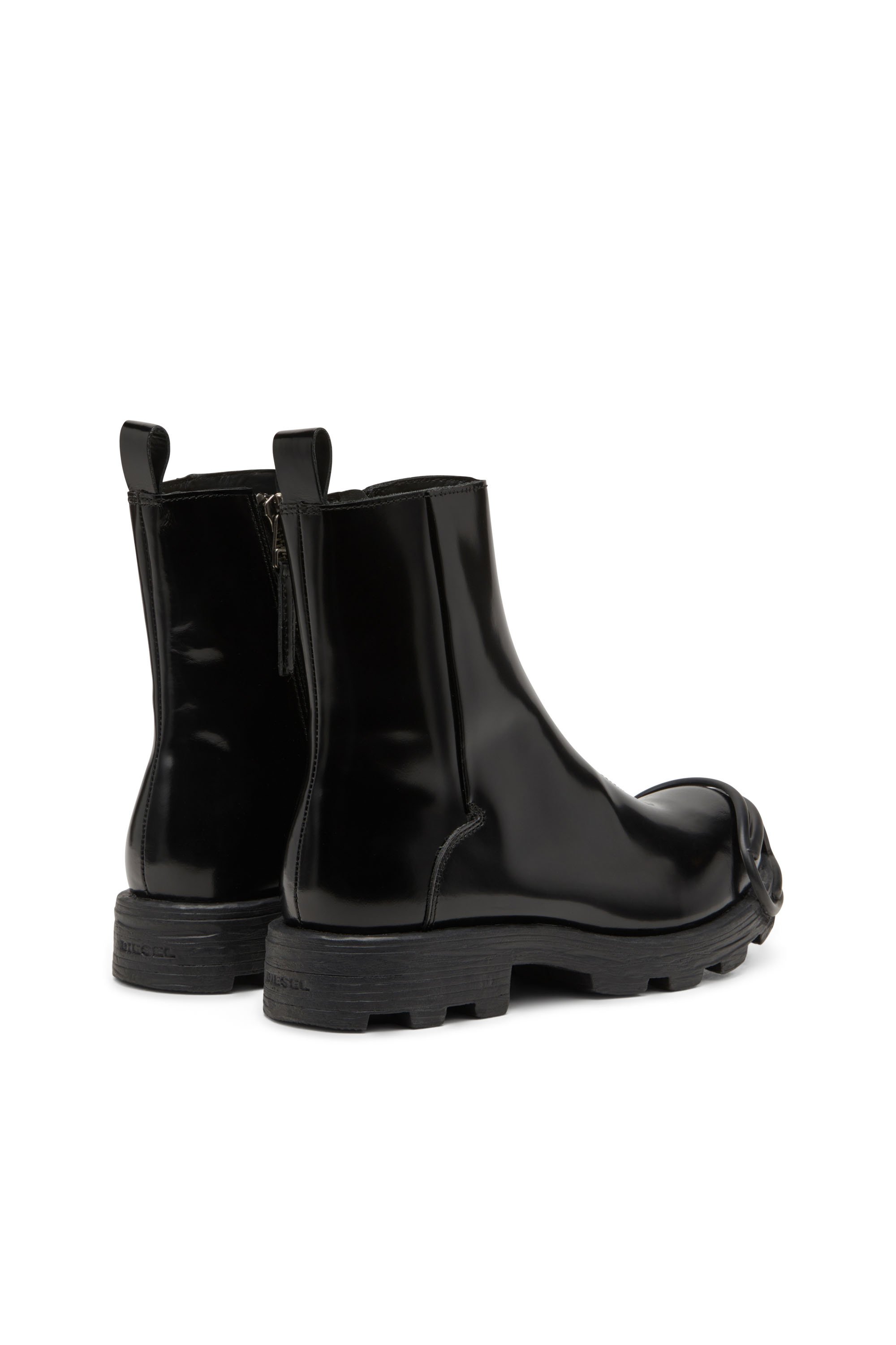 Diesel - D-HAMMER BT ZIP D, D-Hammer-Botines Chelsea de cuero con punteras Oval D Hombre in Negro - 3