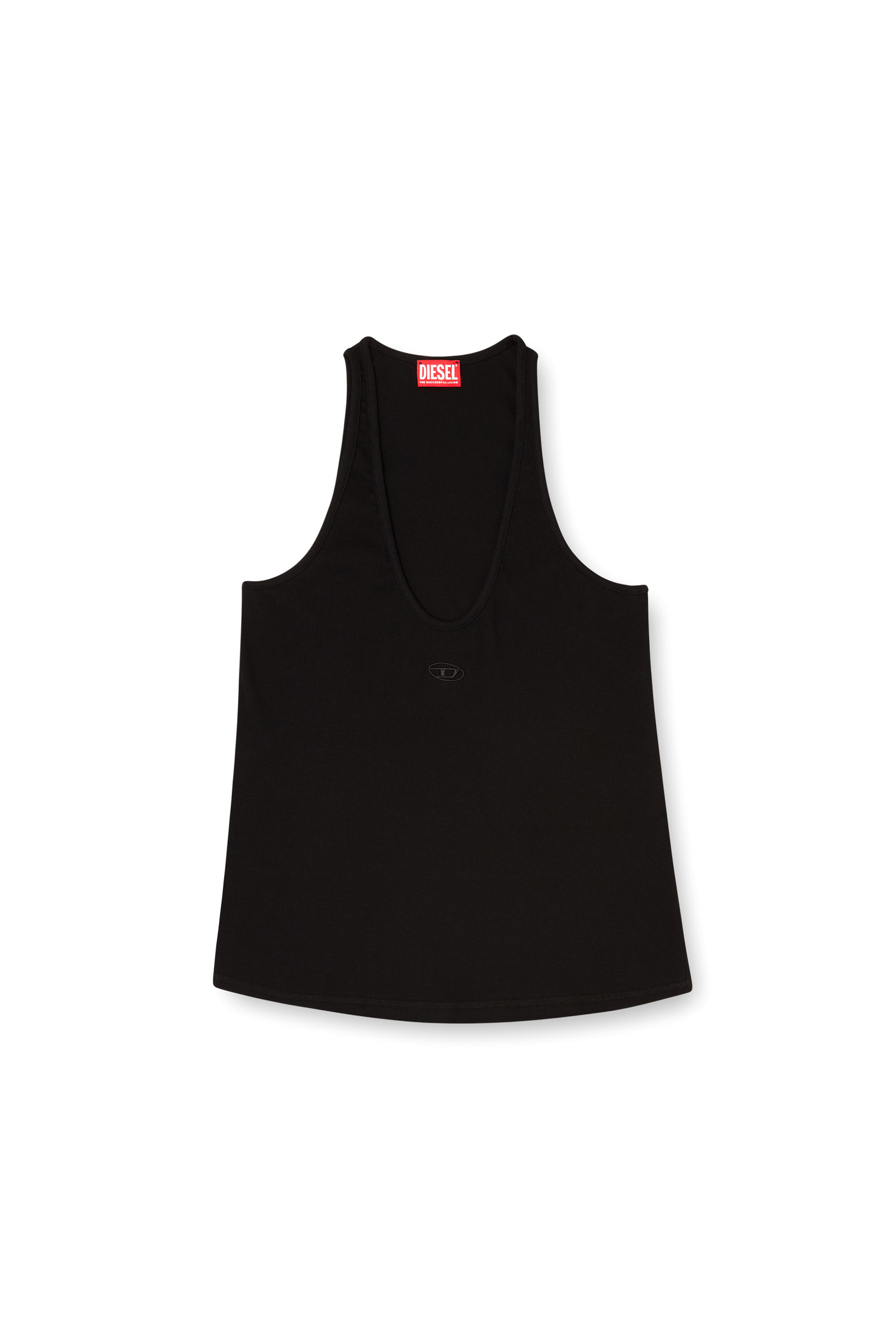 Diesel - T-IPSYA-LKDS, Camiseta con tirantes de canalé con Oval D Mujer in Negro - 3