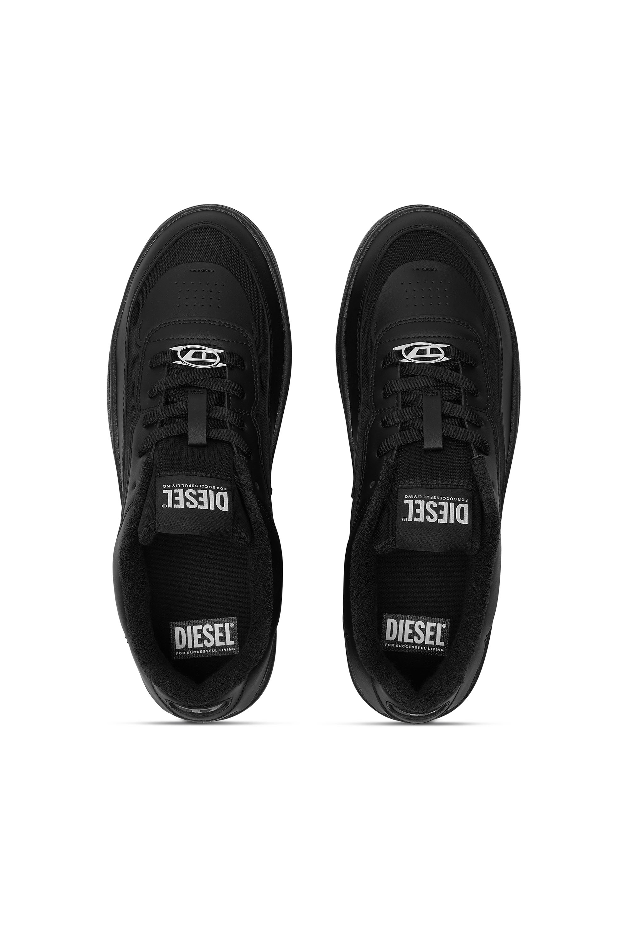 Diesel - S-OVAL SKATE LOW, Deportivas de cuero con paneles de tejido Hombre in Negro - 5