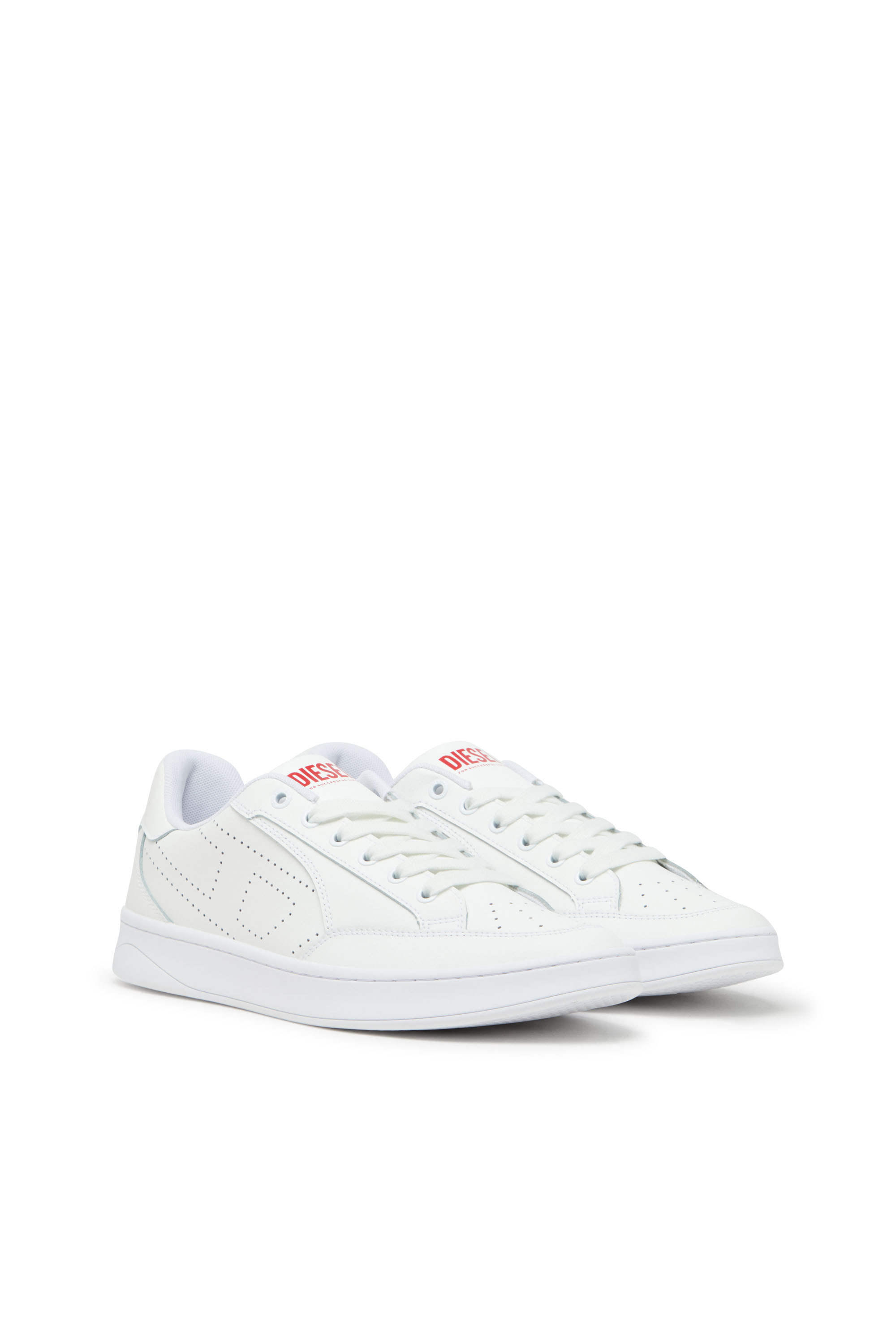 Diesel - S-DAKOTA LOW, Deportivas de cuero con logotipo perforado Hombre in Blanco - 2