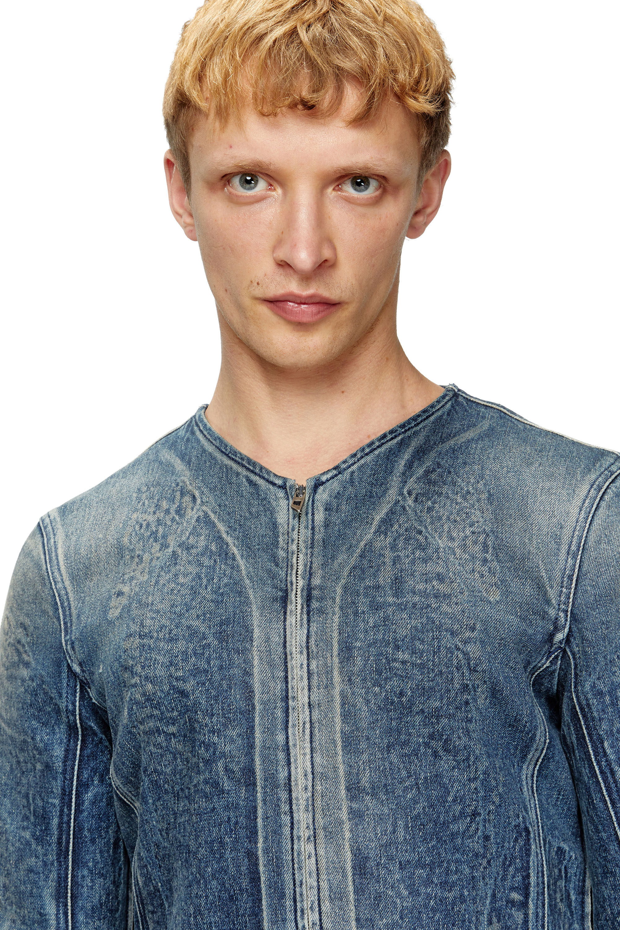 Diesel - D-CARDI-FSG, Chaqueta de denim con relieve tipo fantasma Hombre in Azul marino - 5