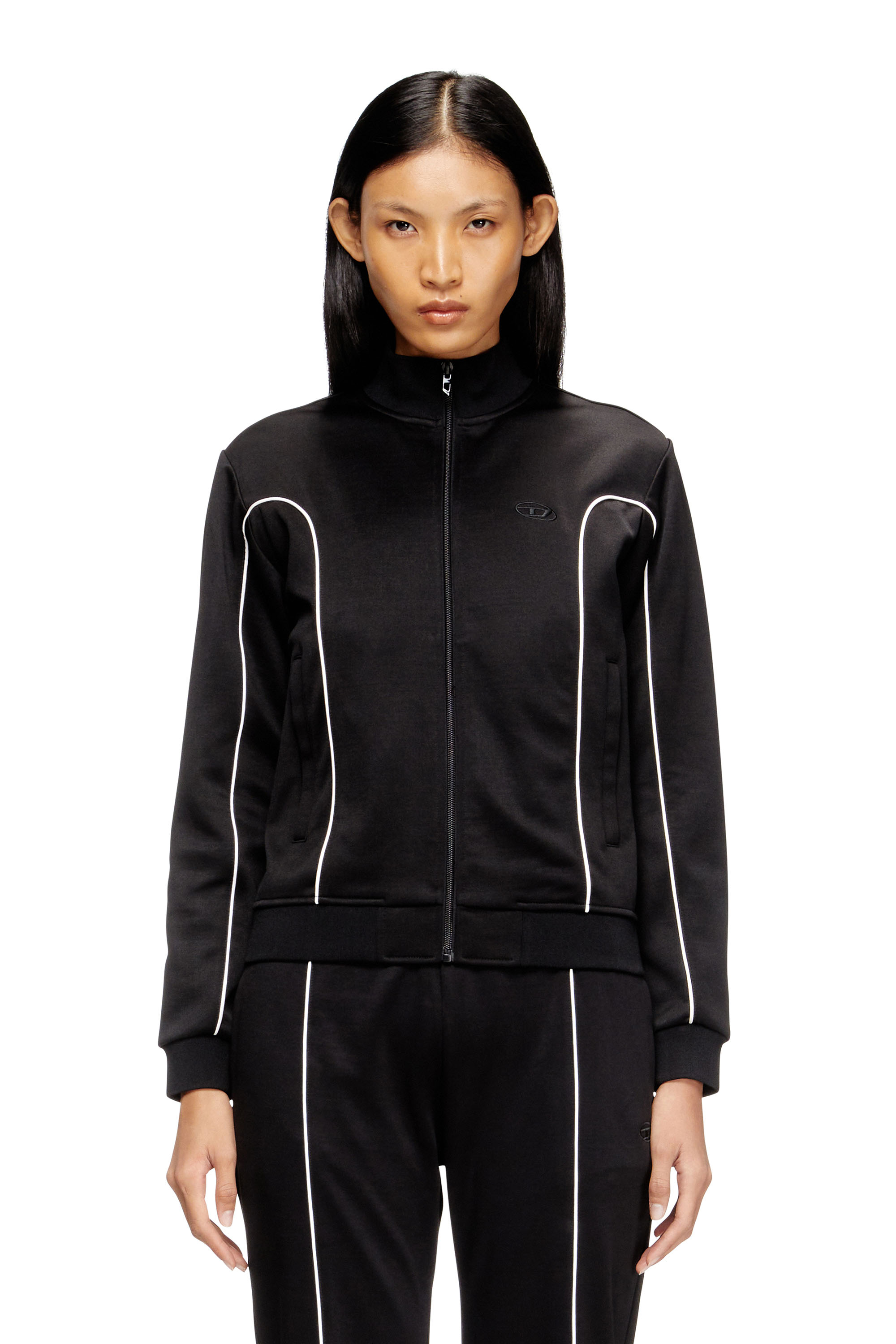 Diesel - F-LOCKING-OD, Chaqueta tipo sudadera con ribete en contraste Mujer in Multicolor - 1