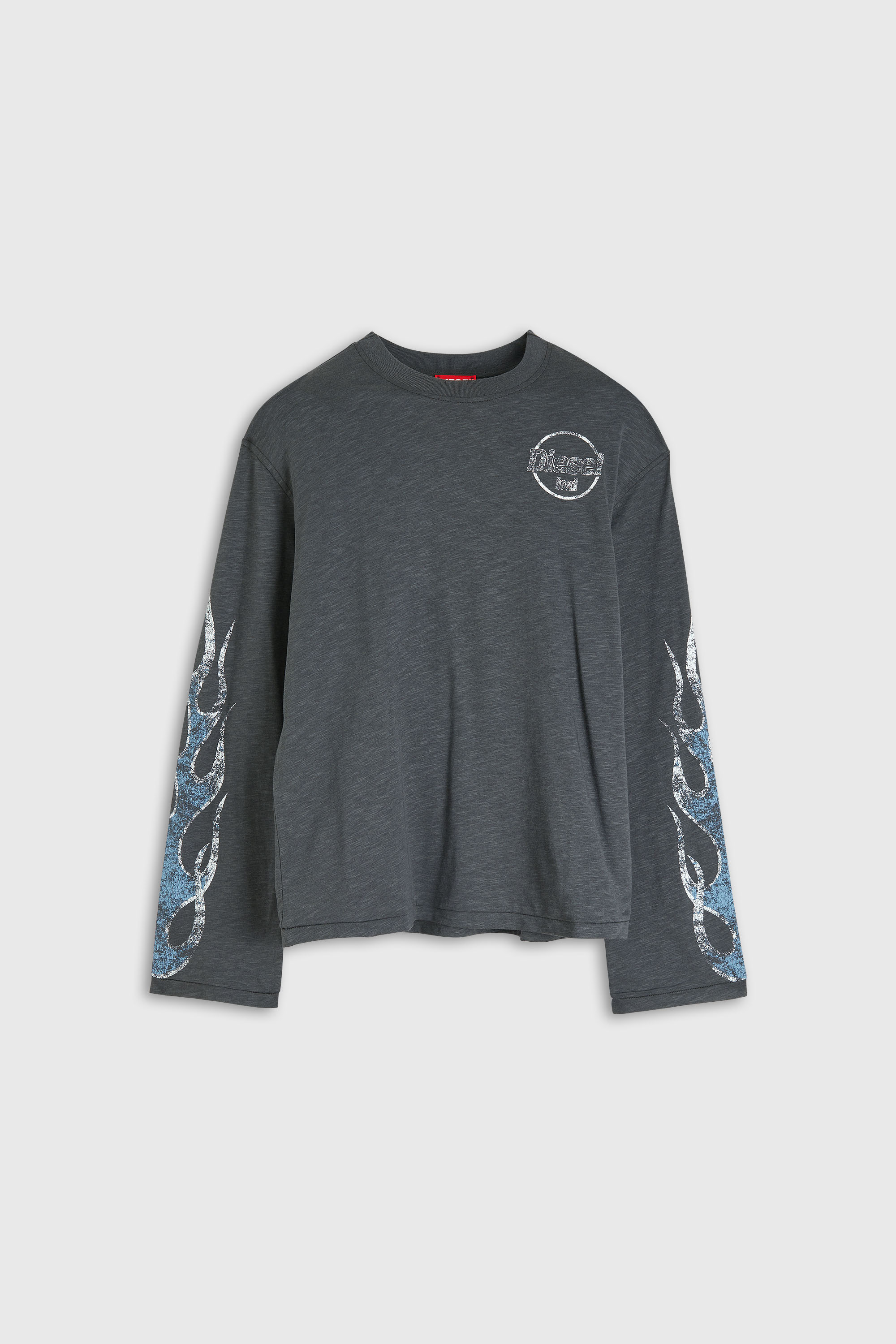 Diesel - T-HILARY-LS-B3, Camiseta de manga larga de jersey flameado con estampado craquelado Mujer in Gris - 2