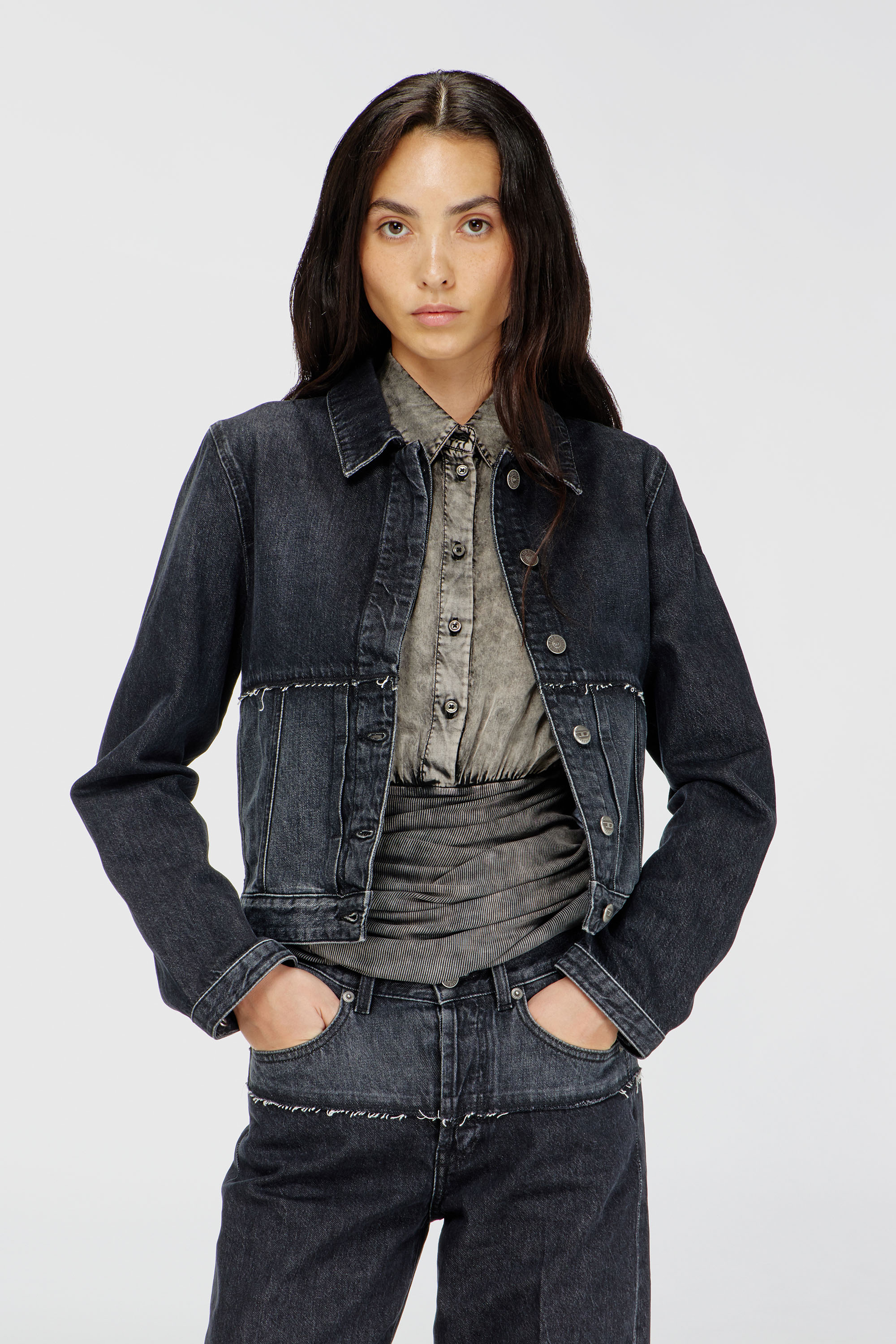 Diesel - DE-KATO-SE, Chaqueta de denim seccionado Mujer in Negro - 3