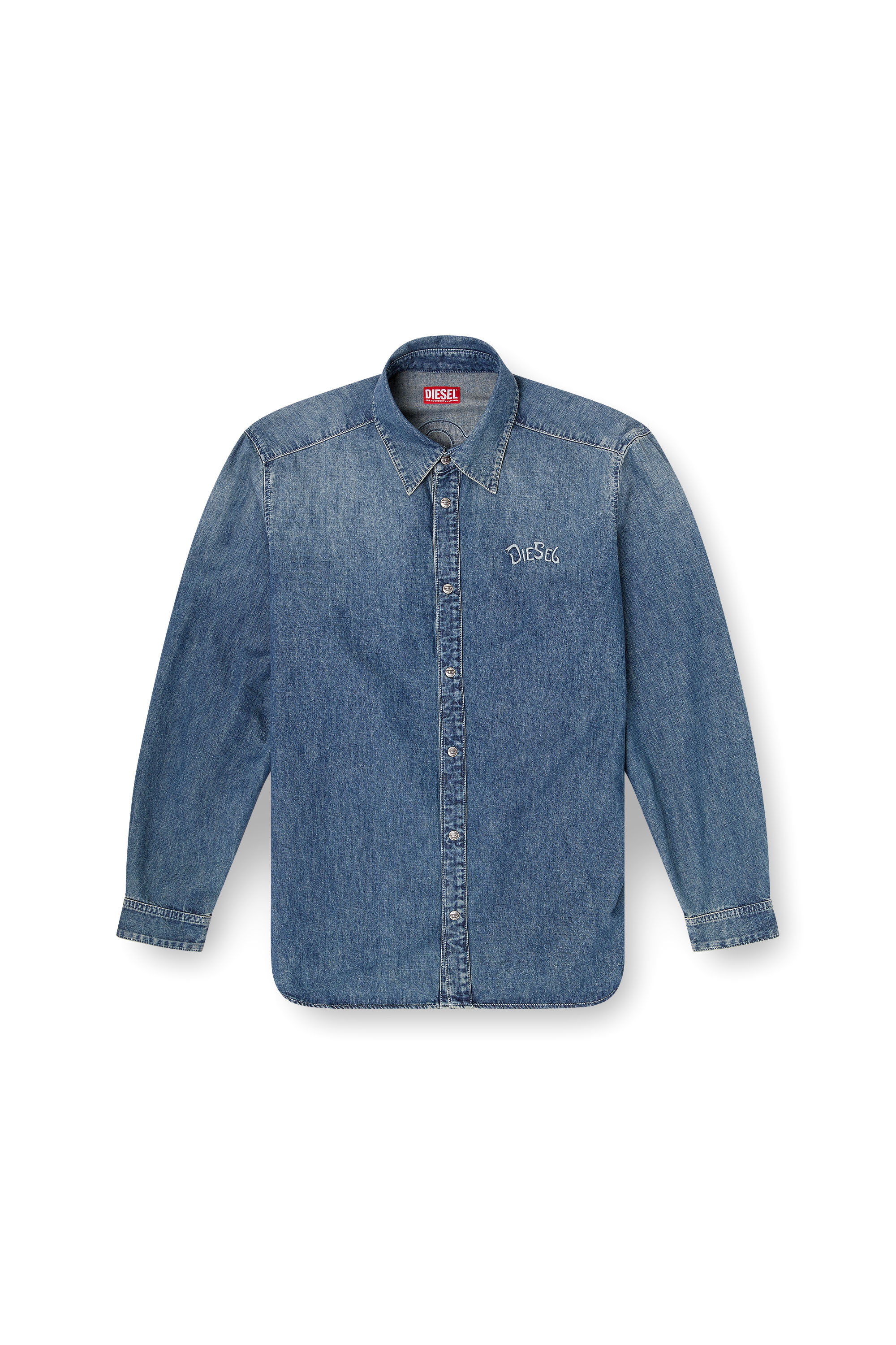 Diesel - D-SIMPLY-S15, Camisa vaquera con emblema bordado Hombre in Azul marino - 3