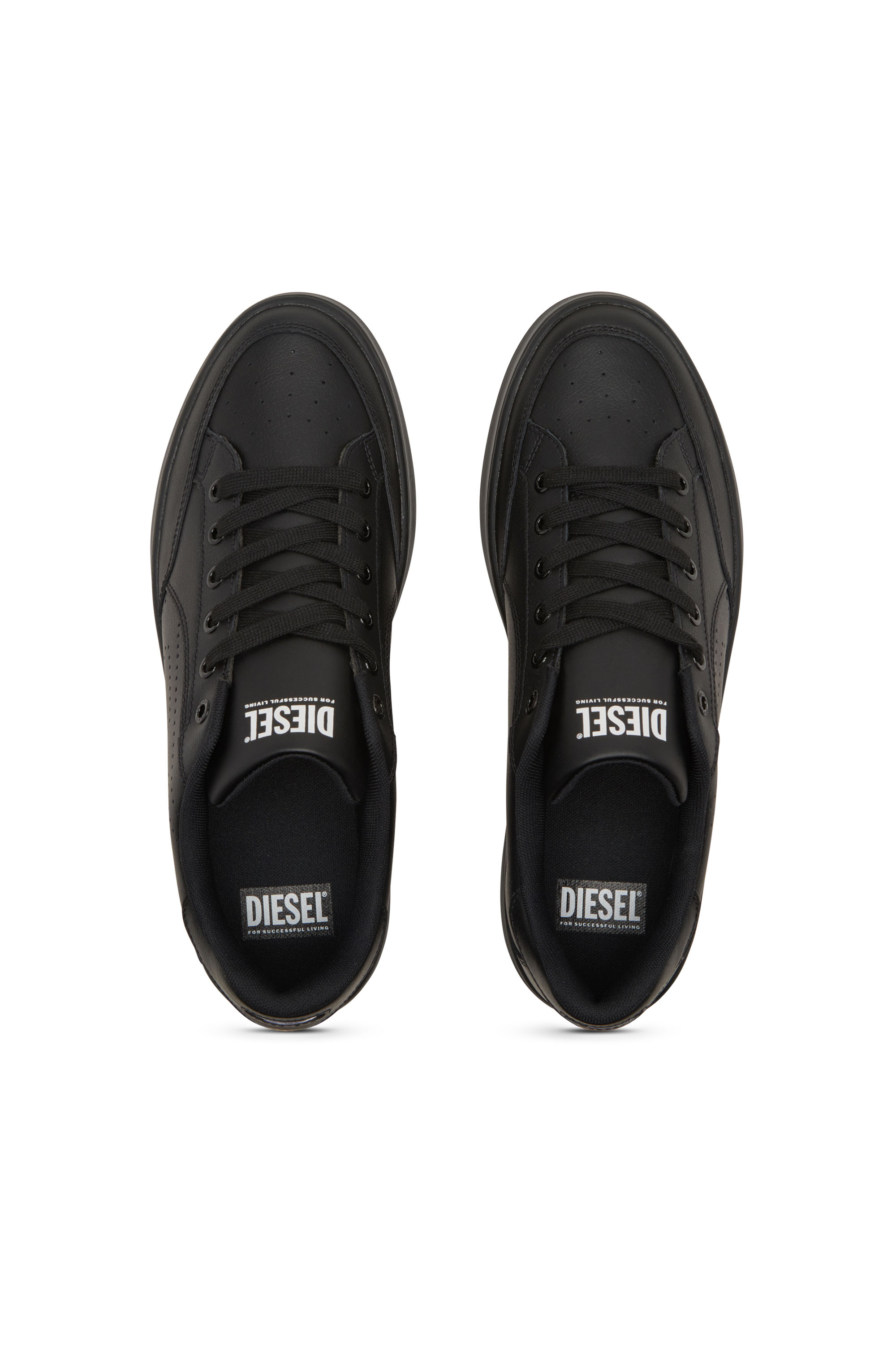 Diesel - S-DAKOTA LOW, Deportivas de cuero con logotipo perforado Hombre in Negro - 6