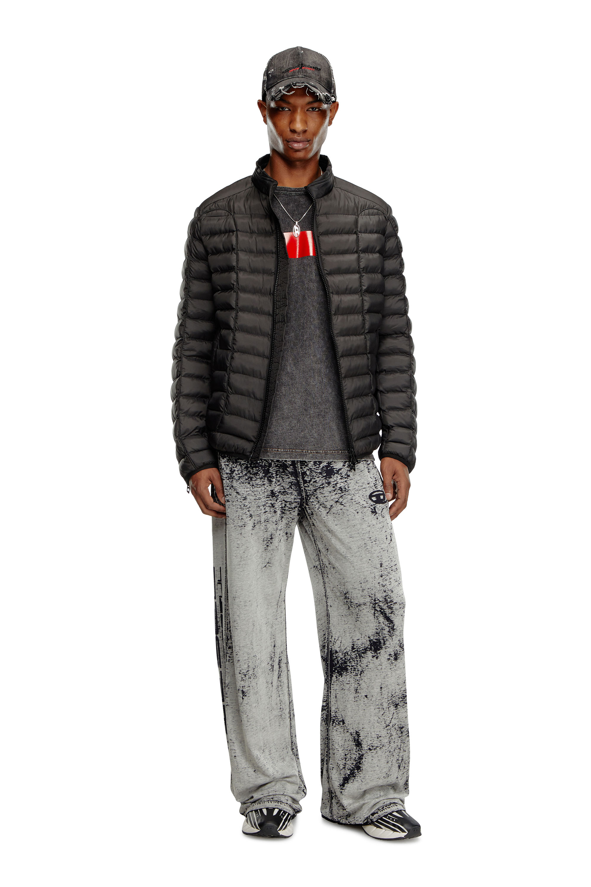 Diesel - W-PILOT, Chaqueta puffer en nailon ligero Hombre in Negro - 1