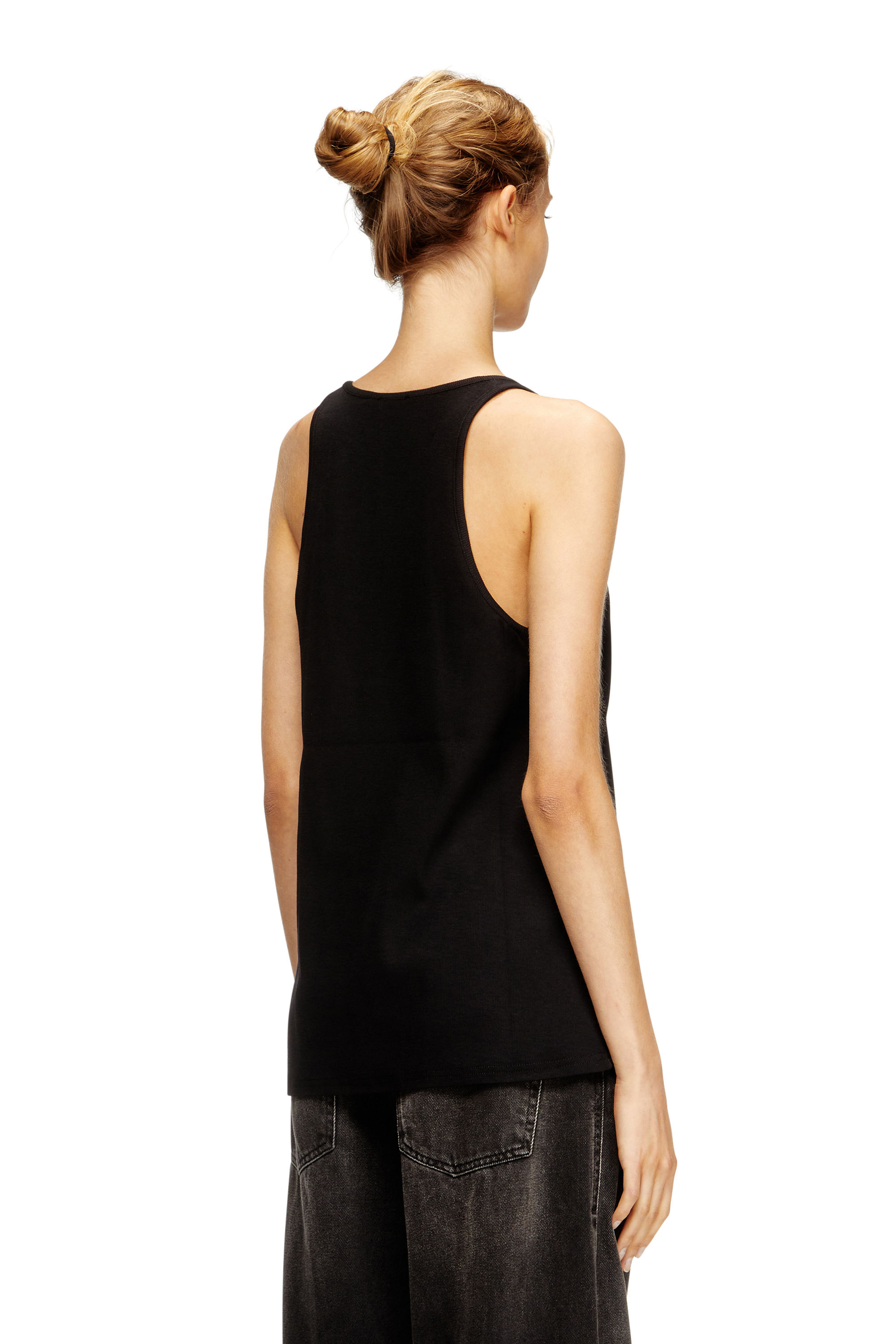 Diesel - T-IPSYA-LKDS, Camiseta con tirantes de canalé con Oval D Mujer in Negro - 2