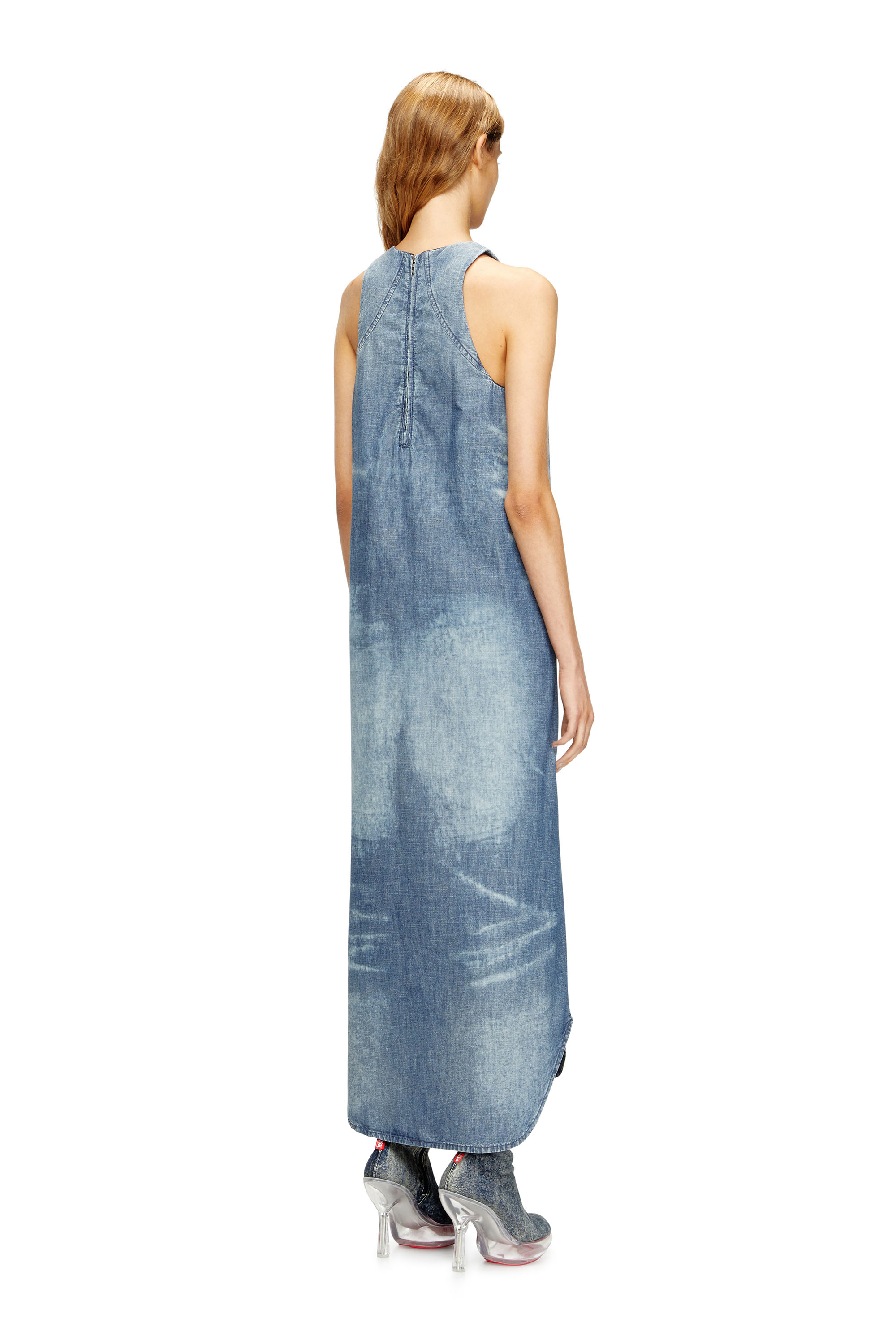 Diesel - DE-LINA-S, Vestido largo en denim efecto mármol Mujer in Azul marino - 4