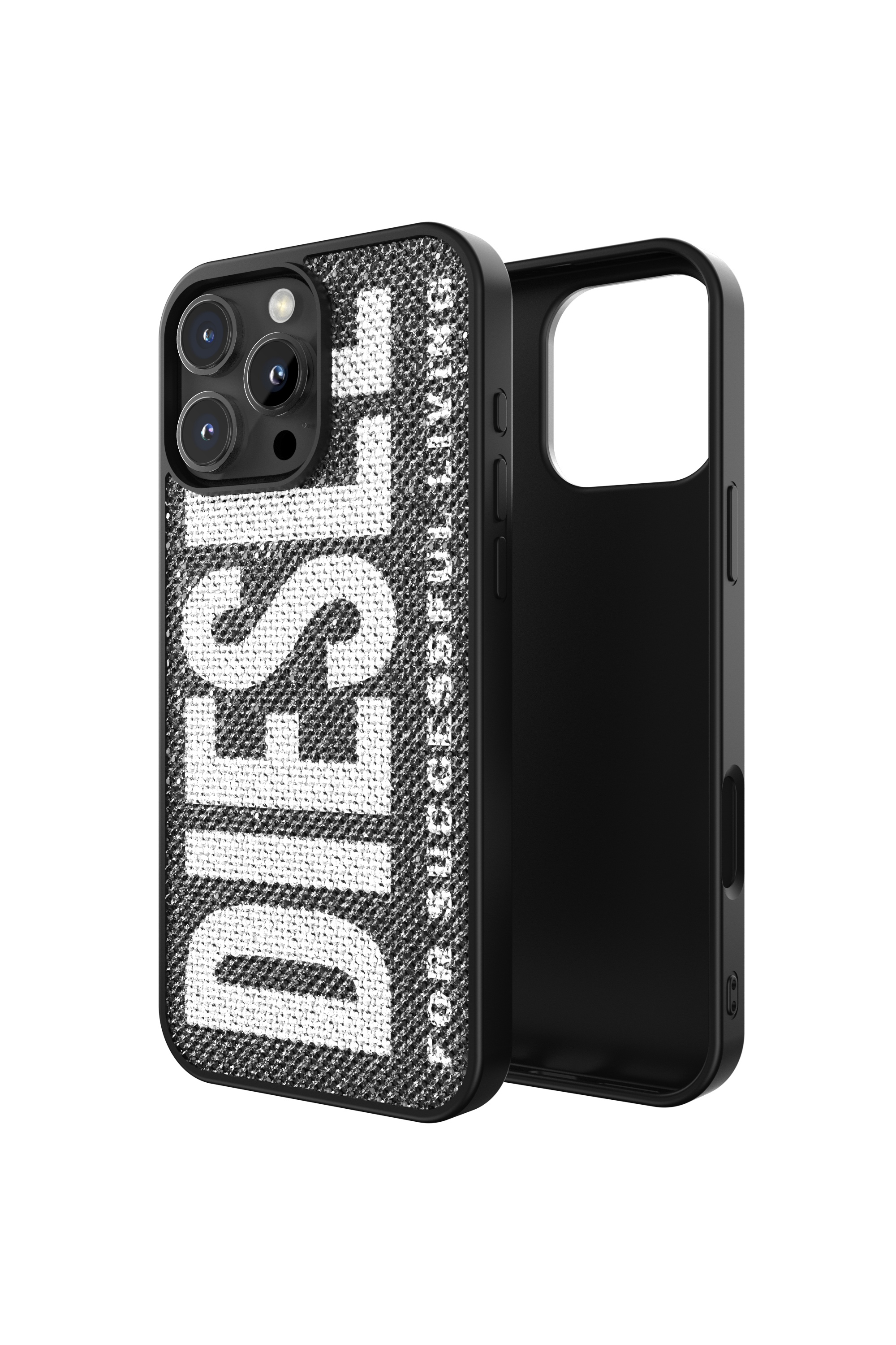 Diesel - 60186 MOULDED CASE, Funda con cristal de Swarovski iP 16 Pro Max Unisex in Negro - 1