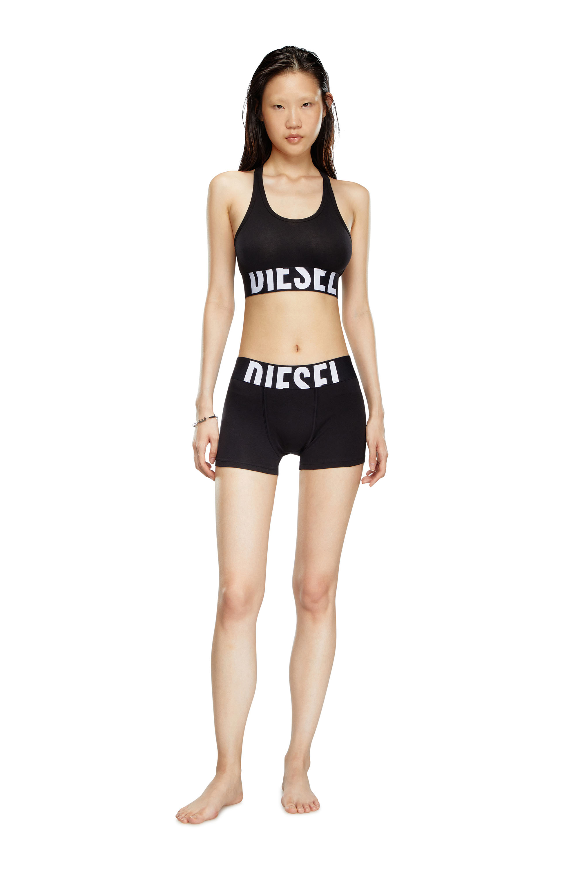 Diesel - UFPN-SPORT-BOY-SHORT-XL-TWOPACK, Paquete de 2 culotes con logotipo recortado Mujer in Negro - 4