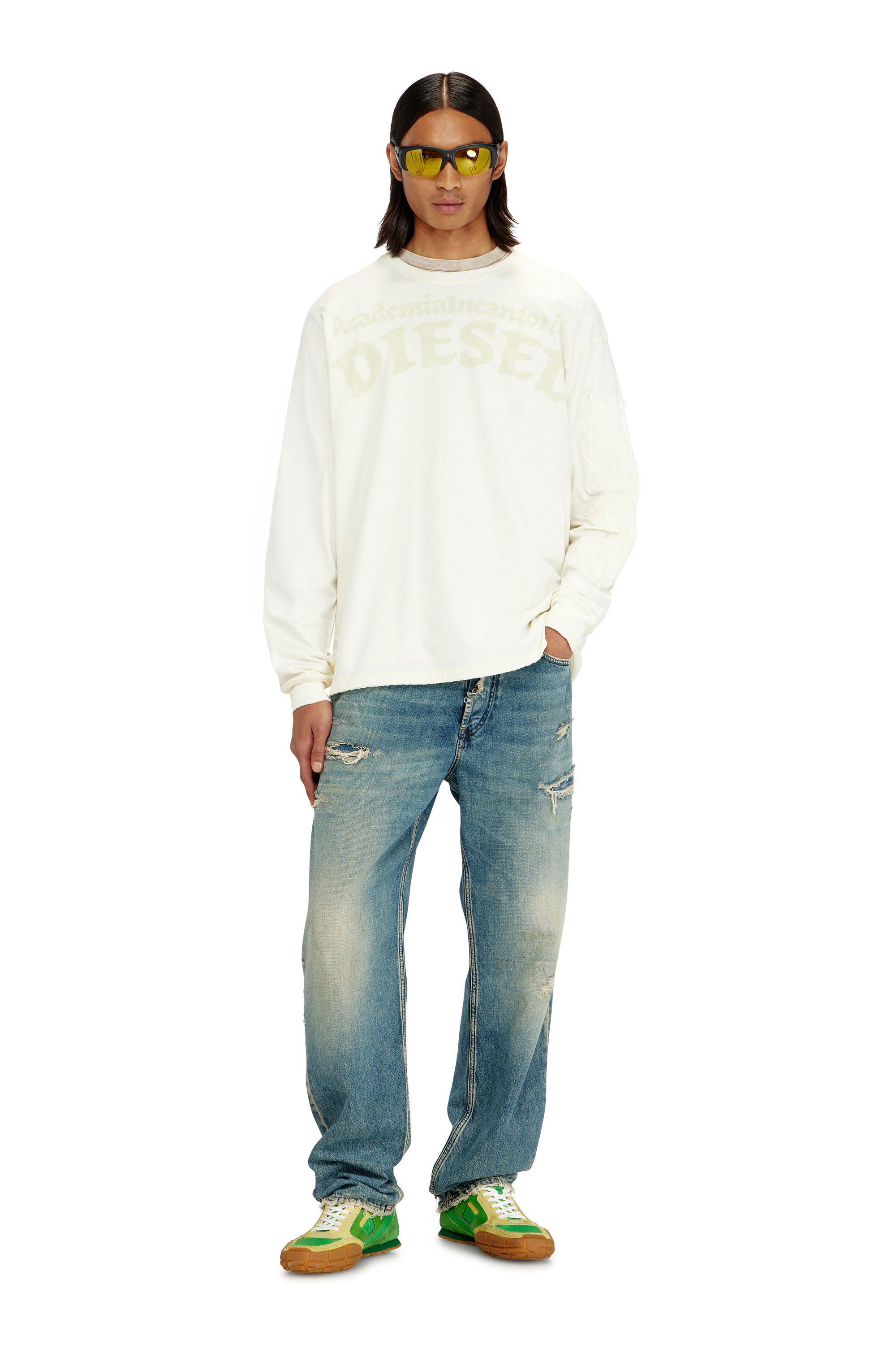 Diesel - T-NORM-LS-AA3, Camiseta de manga larga con estampados y parches Hombre in Blanco - 2