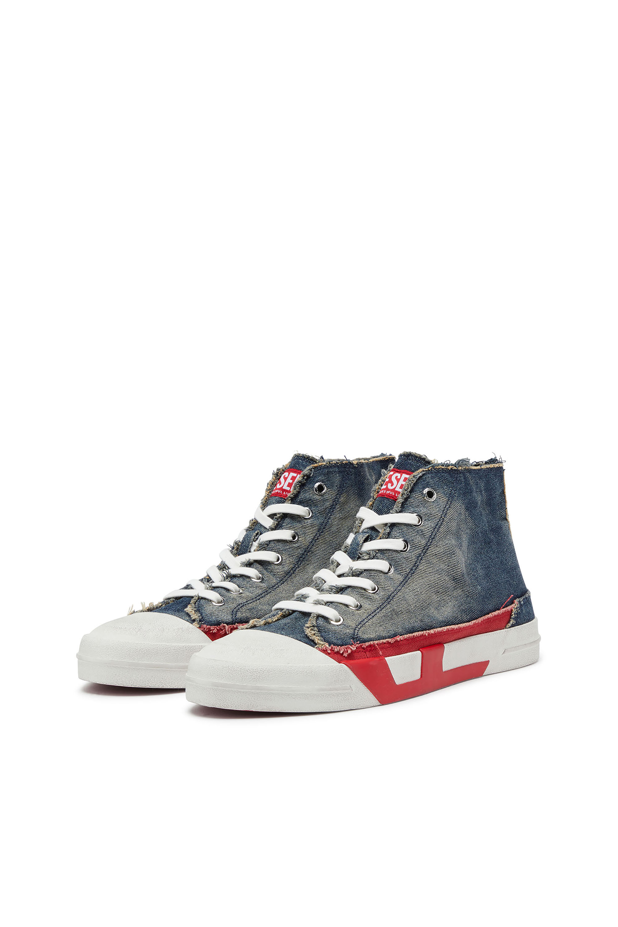 Diesel - S-D-VERSE MID II, D-Verse-Zapatillas de caña alta en denim con logo D Hombre in Azul marino - 7