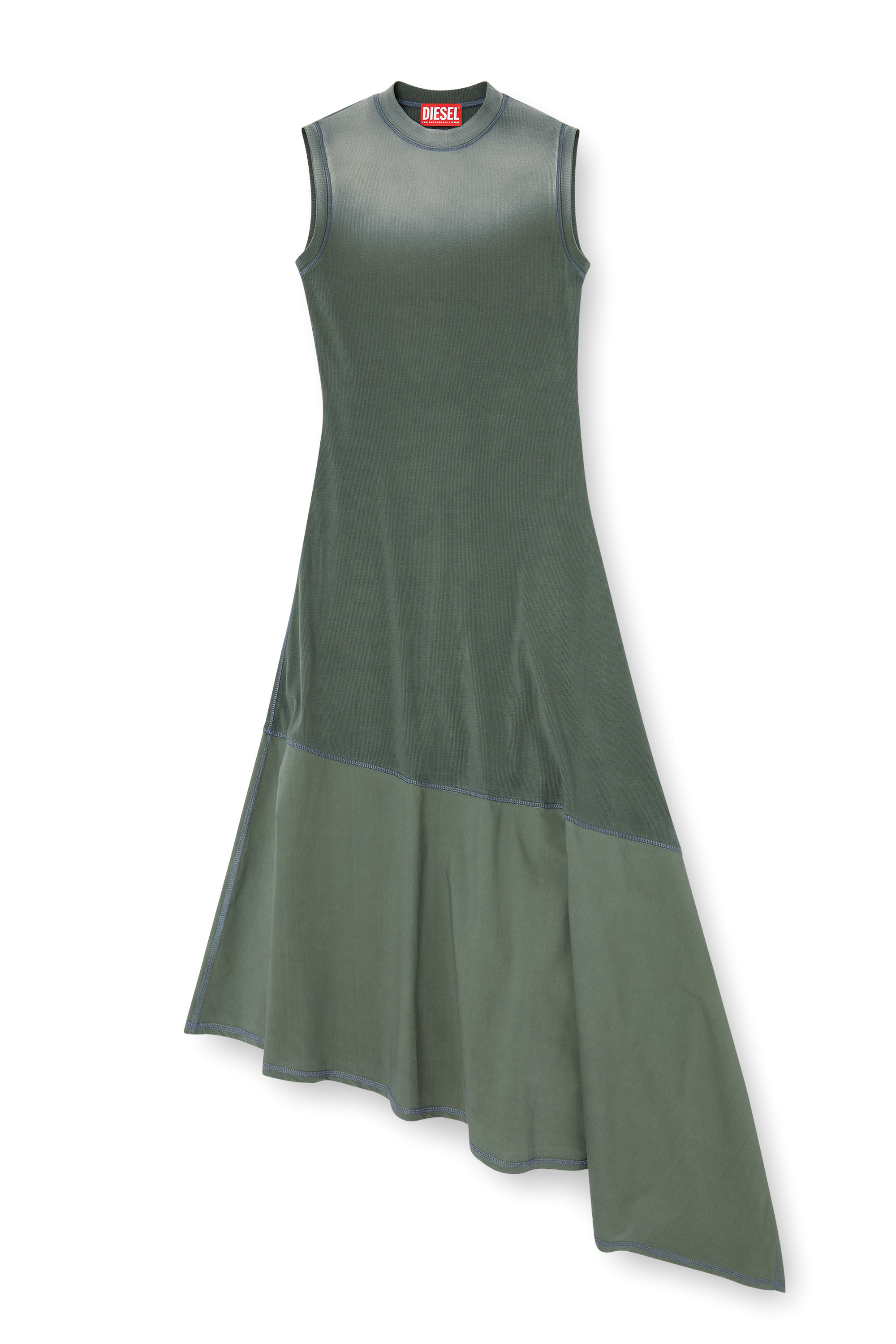 Diesel - D-ELICY, Vestido sin mangas asimétrico Mujer in Verde - 1